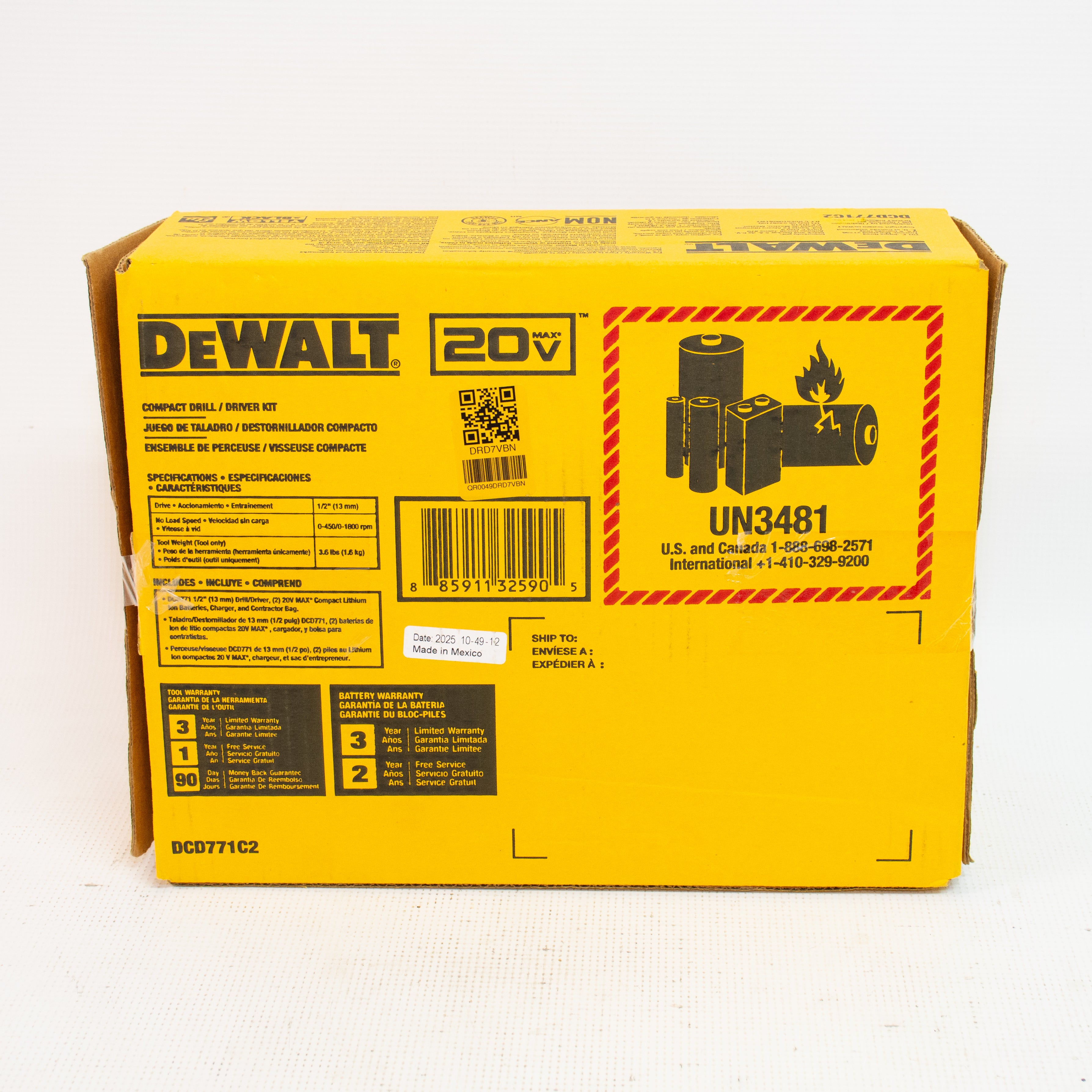 DEWALT DCD771C2 Compact Drill Driver Kit