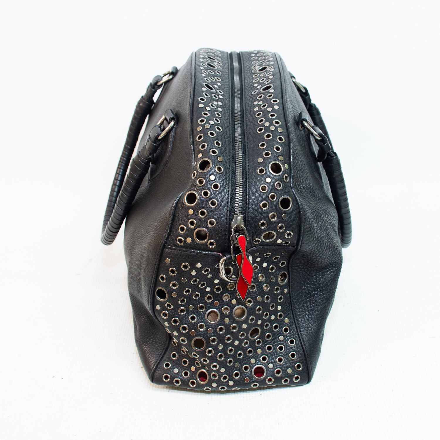 Christian Louboutin Black Leather Panettone Boston Shoulder Bag