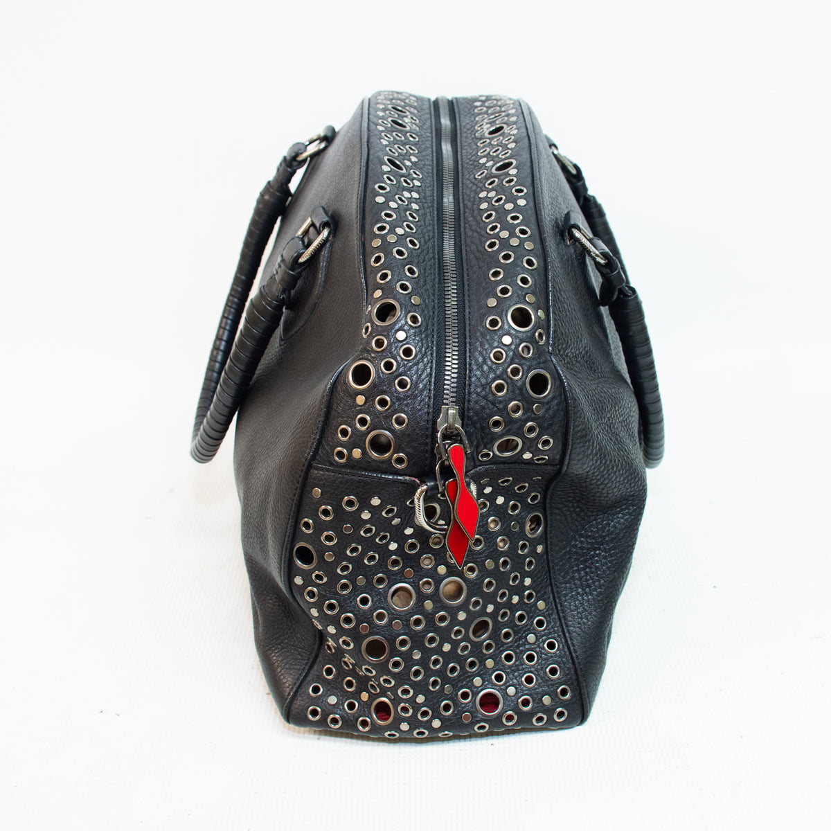 Christian Louboutin Black Leather Panettone Boston Shoulder Bag