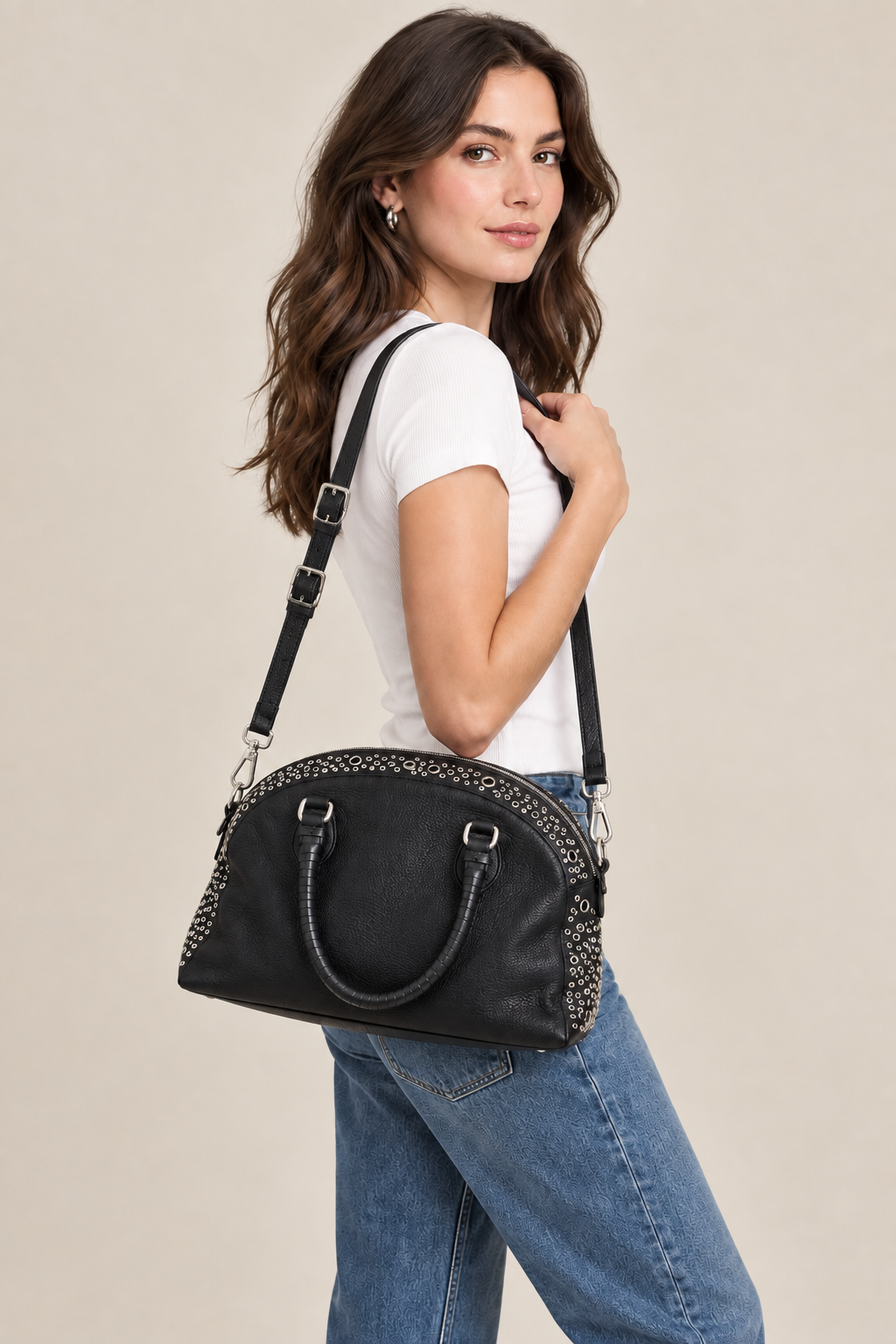 Christian Louboutin Black Leather Panettone Boston Shoulder Bag