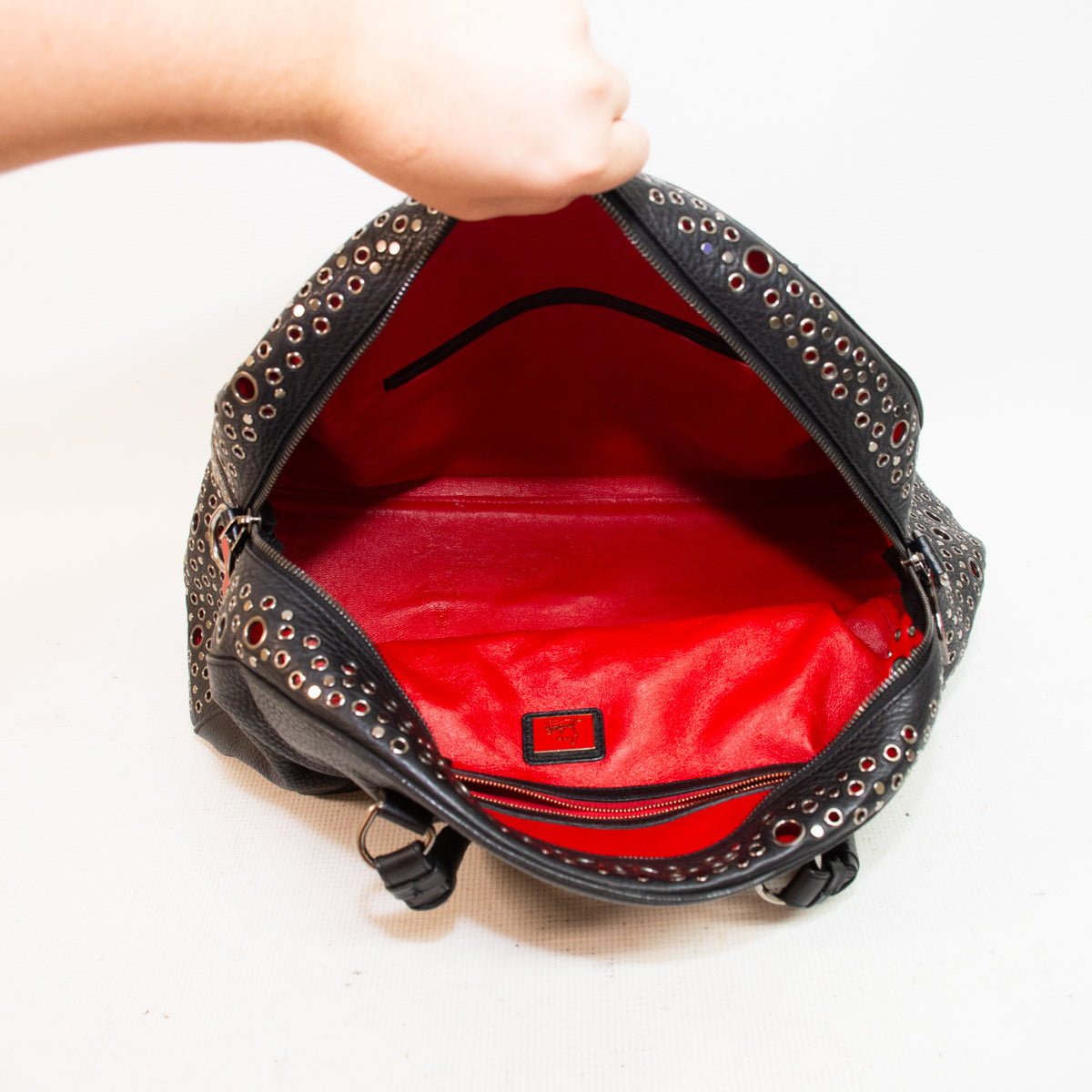 Christian Louboutin Black Leather Panettone Boston Shoulder Bag