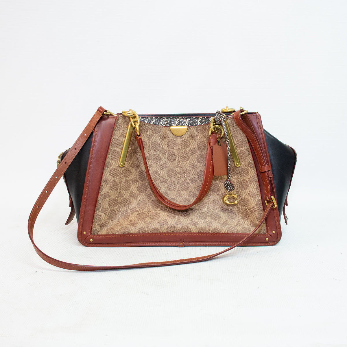 Coach 38845 Dreamer Signature Canvas Snakeskin Purse