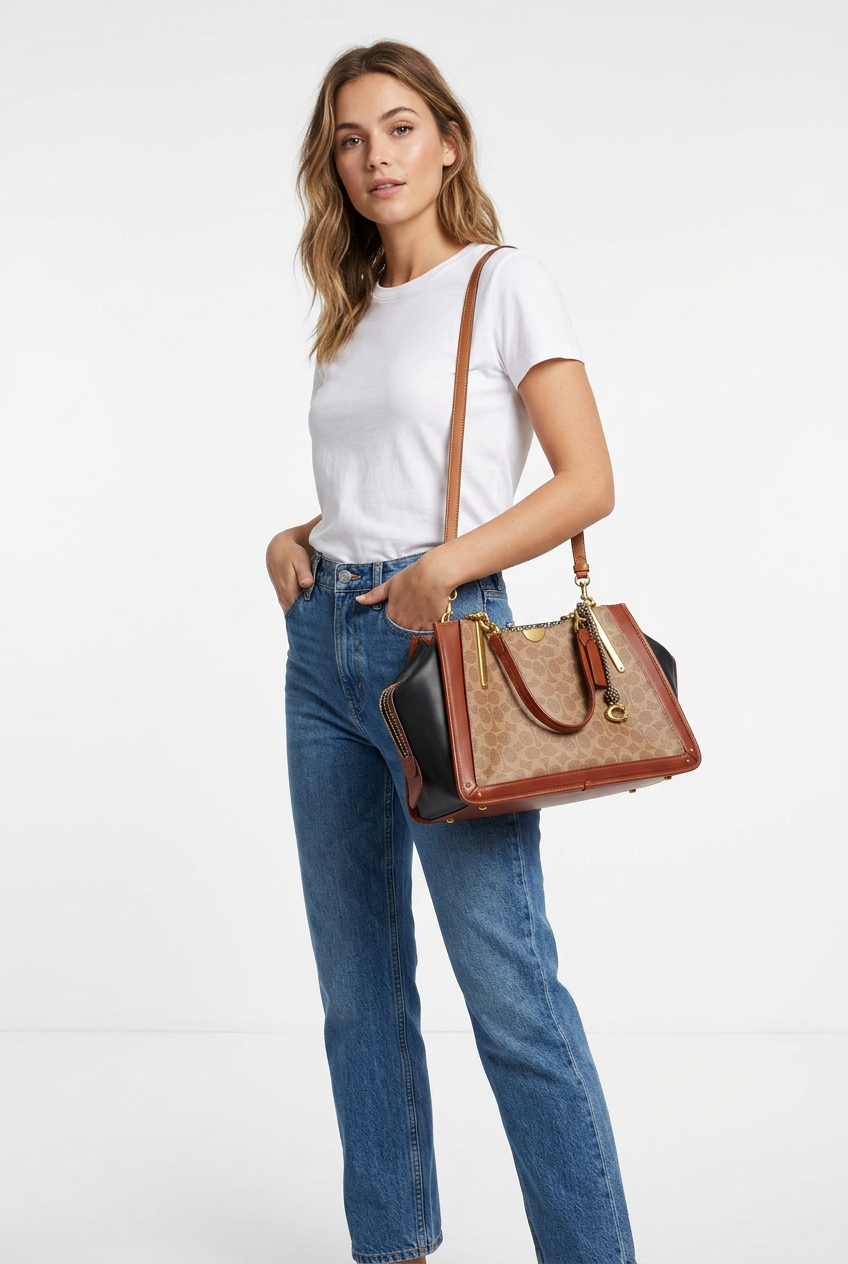Coach 38845 Dreamer Signature Canvas Snakeskin Purse