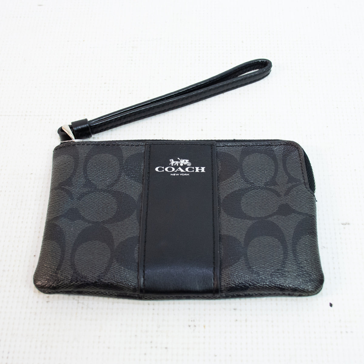 Coach Signature Canvas Corner Zip Wristlet