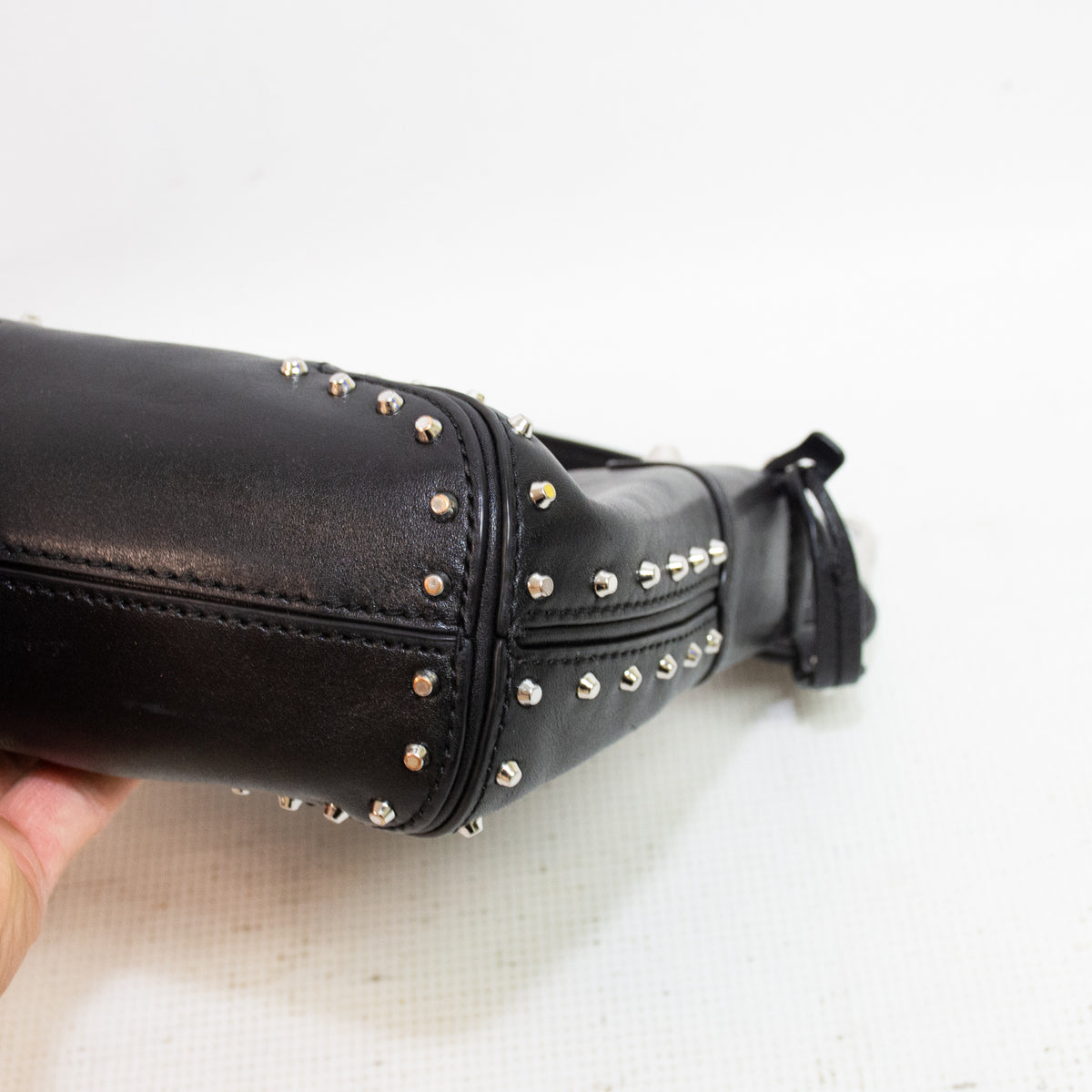 Michael Kors Astor Black Studded Leather Shoulder Bag