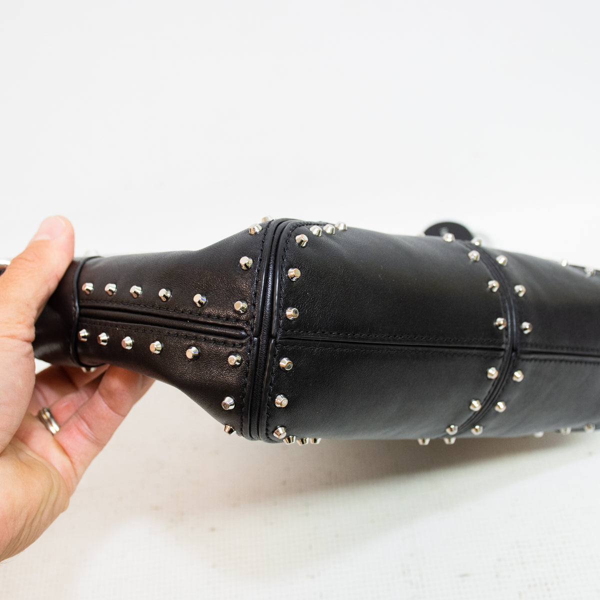 Michael Kors Astor Black Studded Leather Shoulder Bag