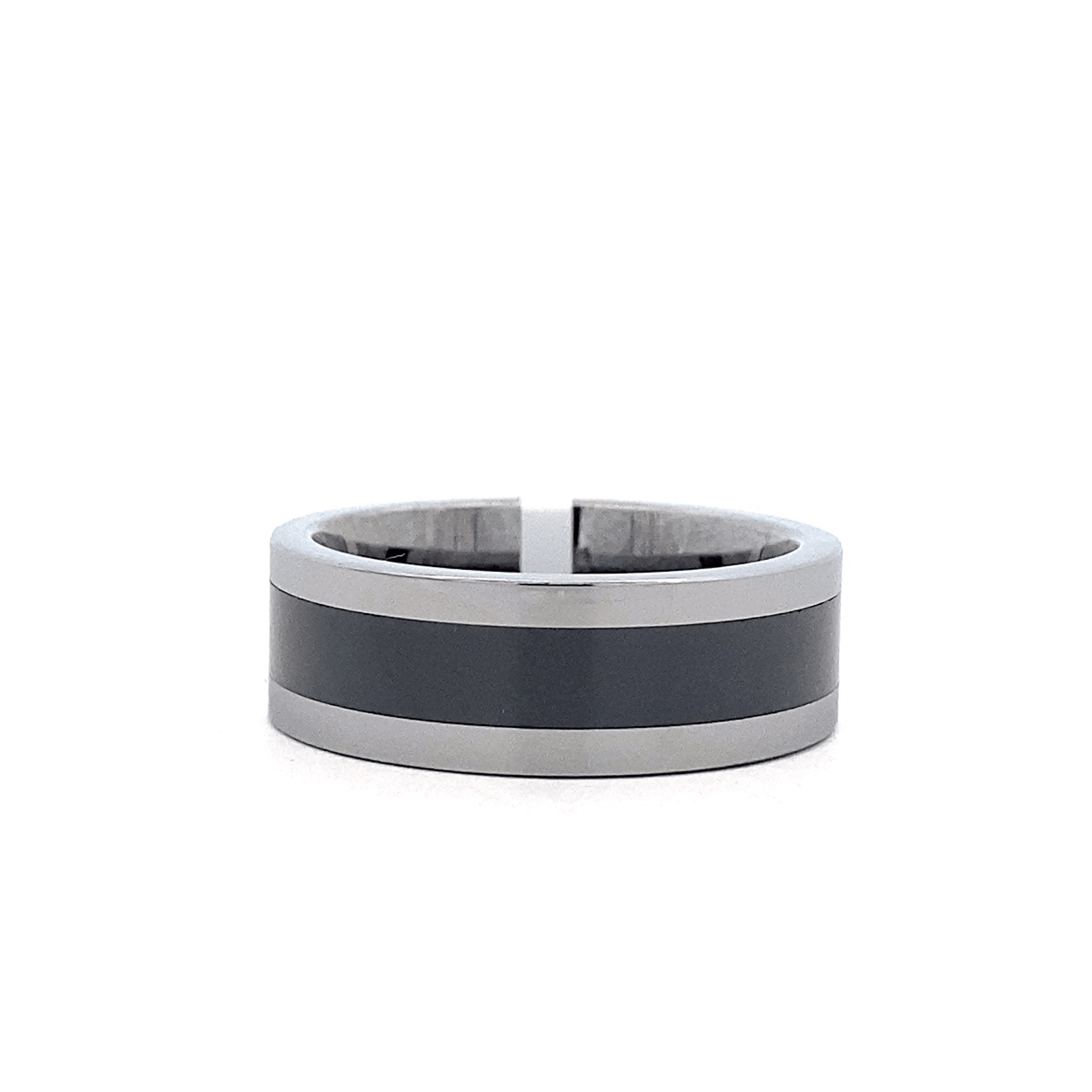 8MM Tungsten 900 Black Ceramic Stripe Inlay Men's Wedding Ring - ipawnishop.com