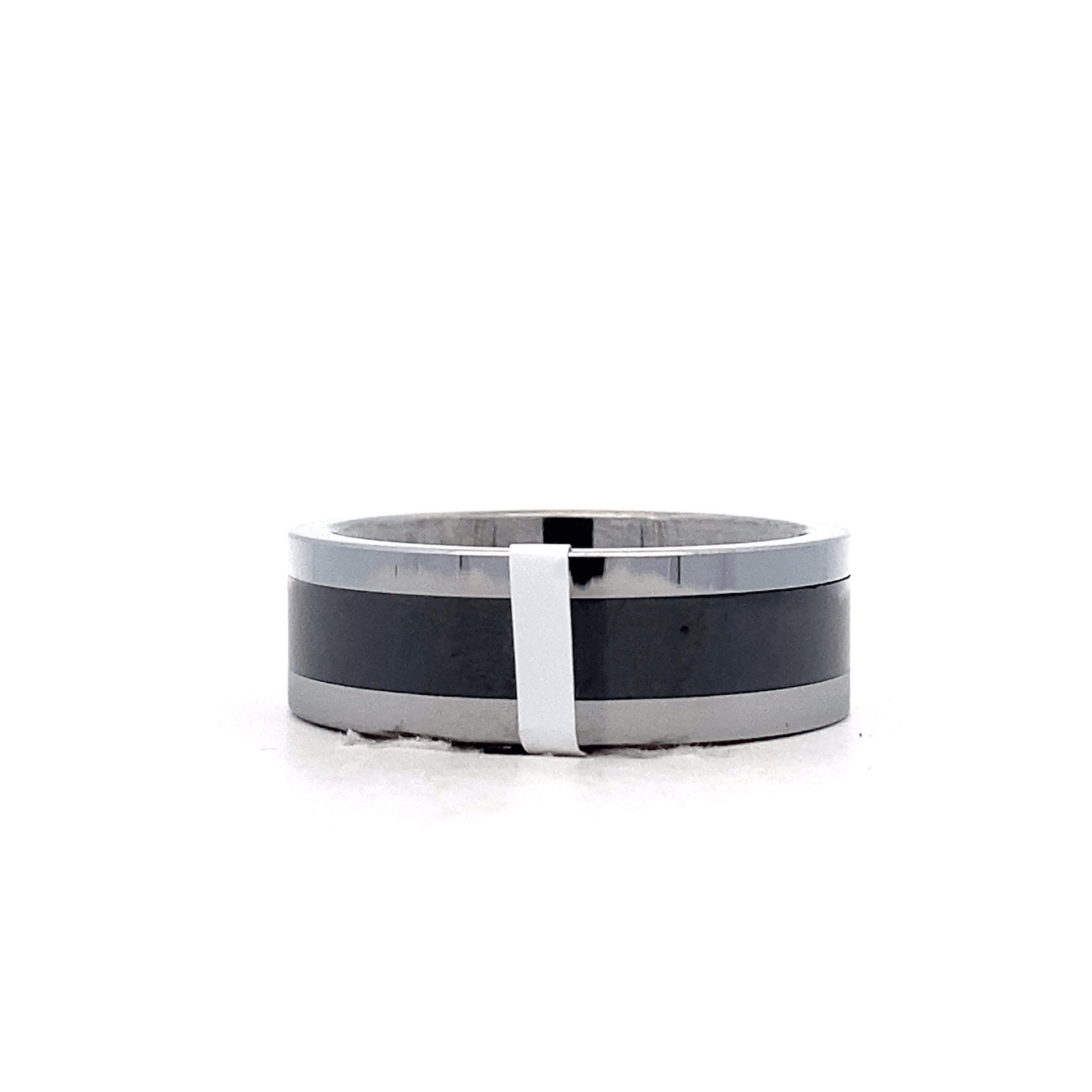 8MM Tungsten 900 Black Ceramic Stripe Inlay Men's Wedding Ring - ipawnishop.com