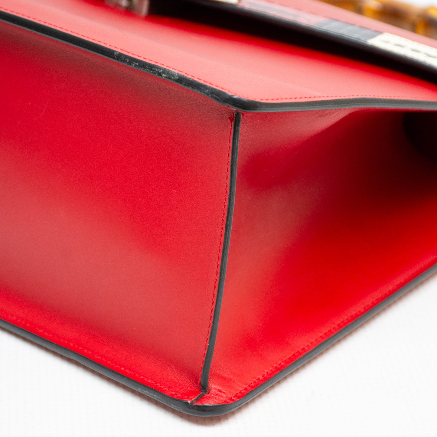 Gucci 453750 Shoulder Handbag 2-Way Lilith Bamboo Coral Snake - Red Leather