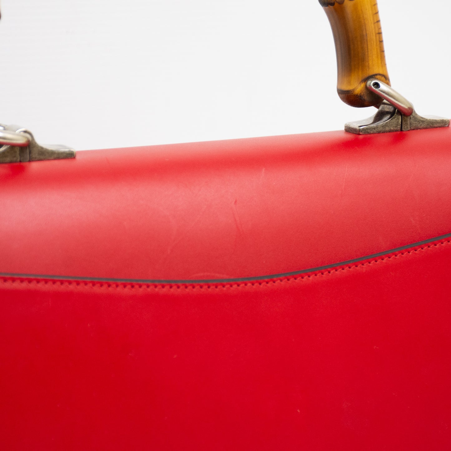 Gucci 453750 Shoulder Handbag 2-Way Lilith Bamboo Coral Snake - Red Leather