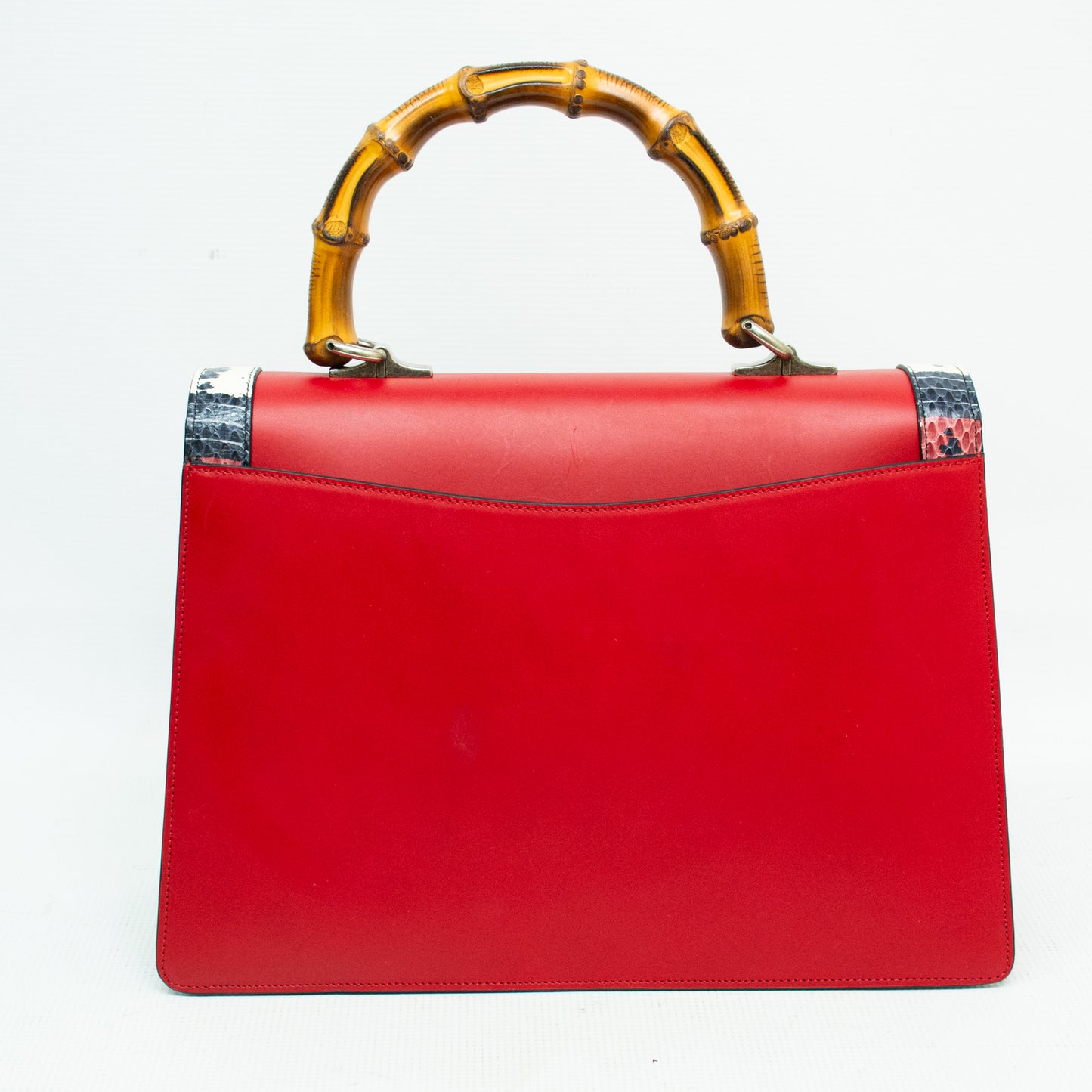Gucci 453750 Shoulder Handbag 2-Way Lilith Bamboo Coral Snake - Red Leather