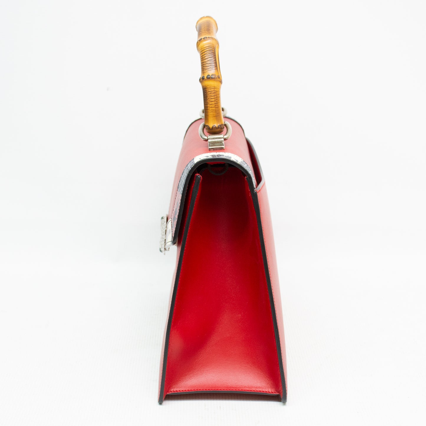 Gucci 453750 Shoulder Handbag 2-Way Lilith Bamboo Coral Snake - Red Leather