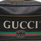 Gucci Crossbody Large Logo Web Print Black Leather Messenger Bag