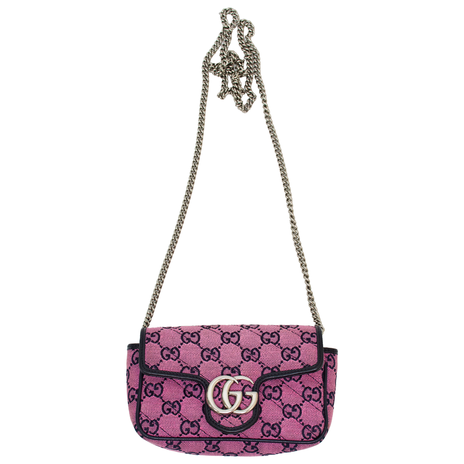 Gucci GG Marmont 476433 Canvas Mateless Super Mini Crossbody Bag