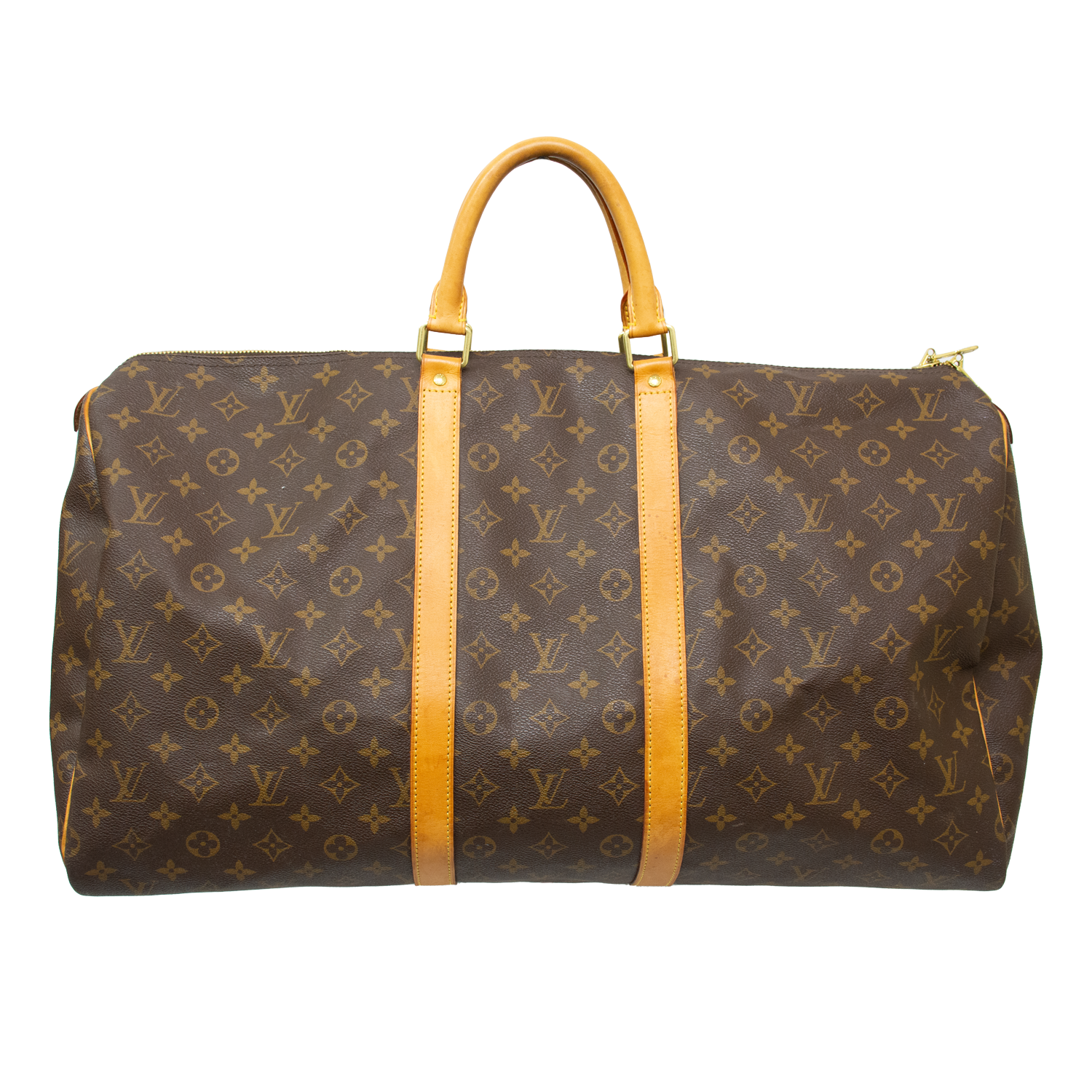Louis Vuitton Keepall 55 MM Brown Leather Duffel Bag
