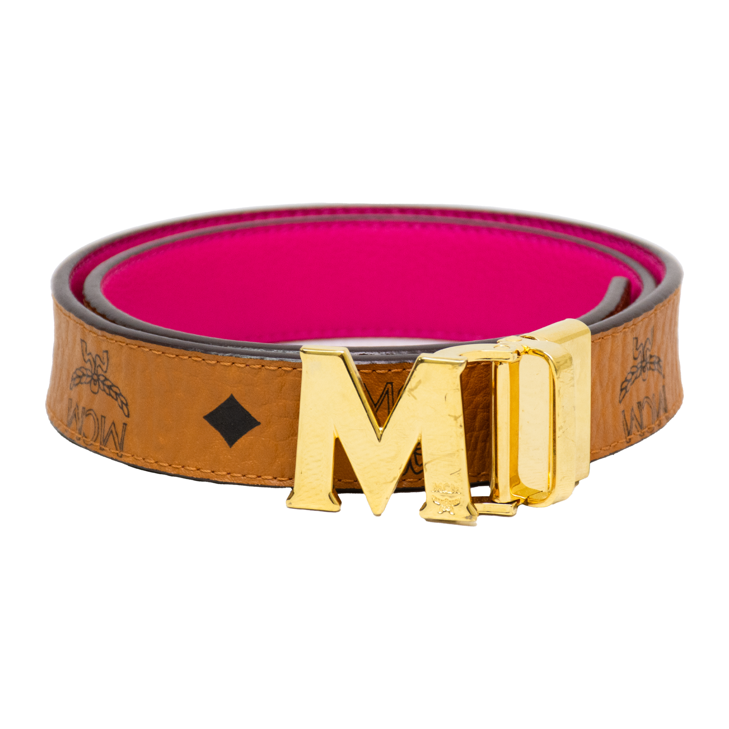MCM Claus Cognac/Pink Reversible Belt 35
