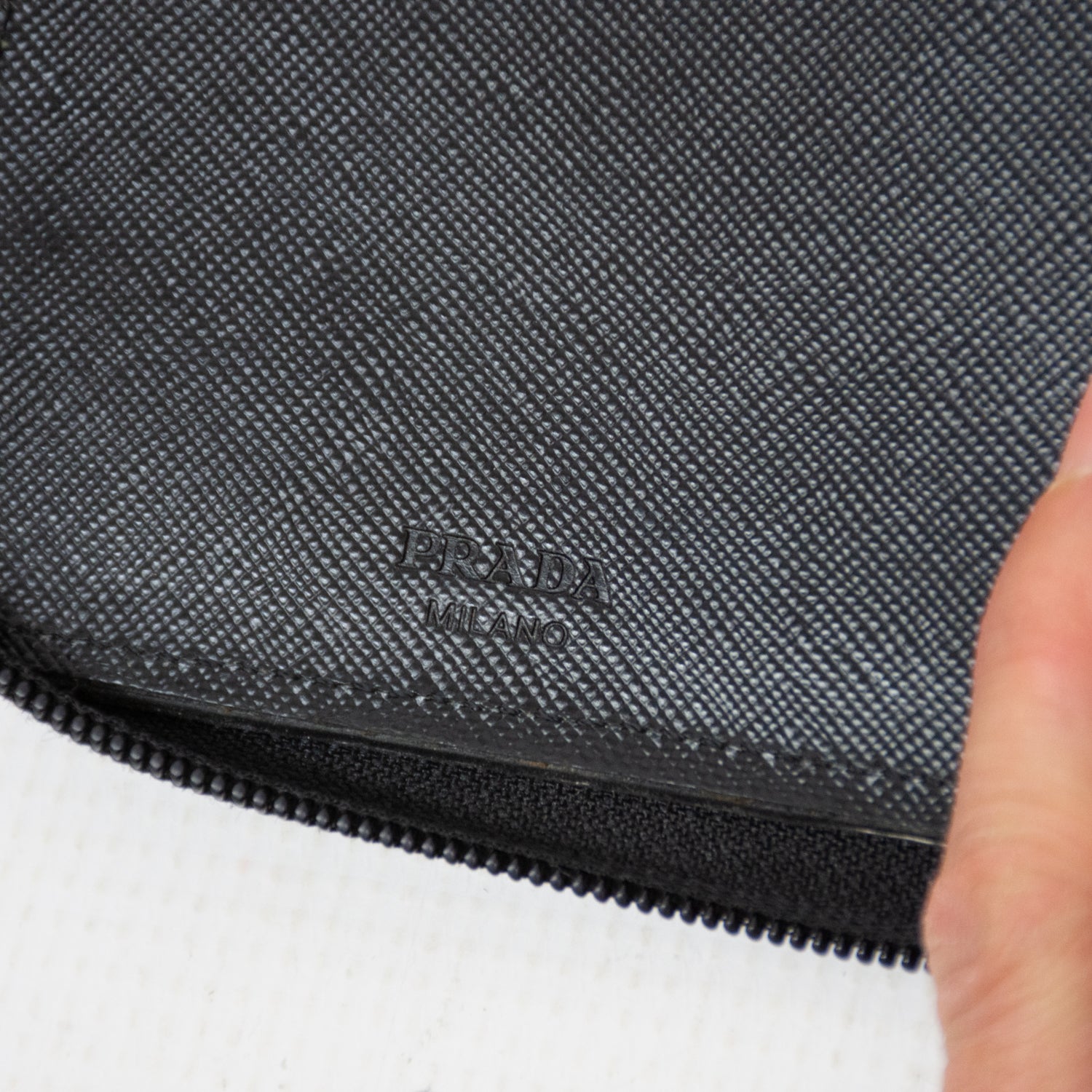 Prada Saffiano Leather Black Mens Zip Around Travel Wallet - 2N0724A