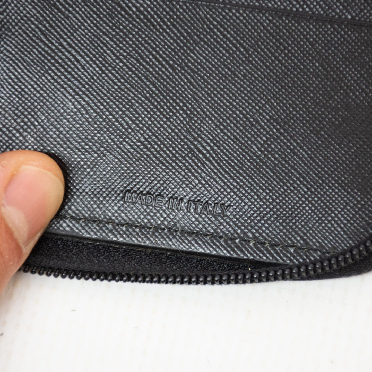 Prada Saffiano Leather Black Mens Zip Around Travel Wallet - 2N0724A