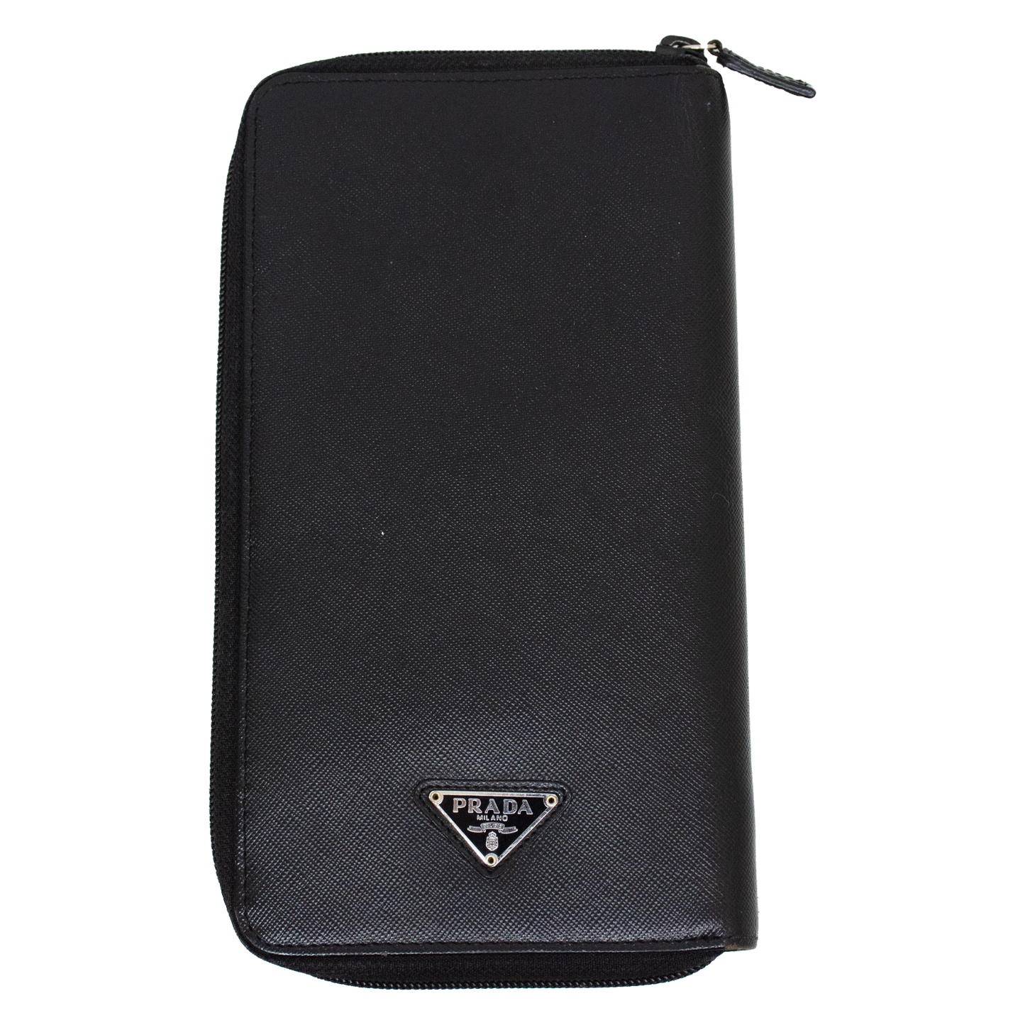 Prada Saffiano Leather Black Mens Zip Around Travel Wallet - 2N0724A