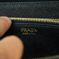 Prada Black Large Saffiano Zip Around Wallet