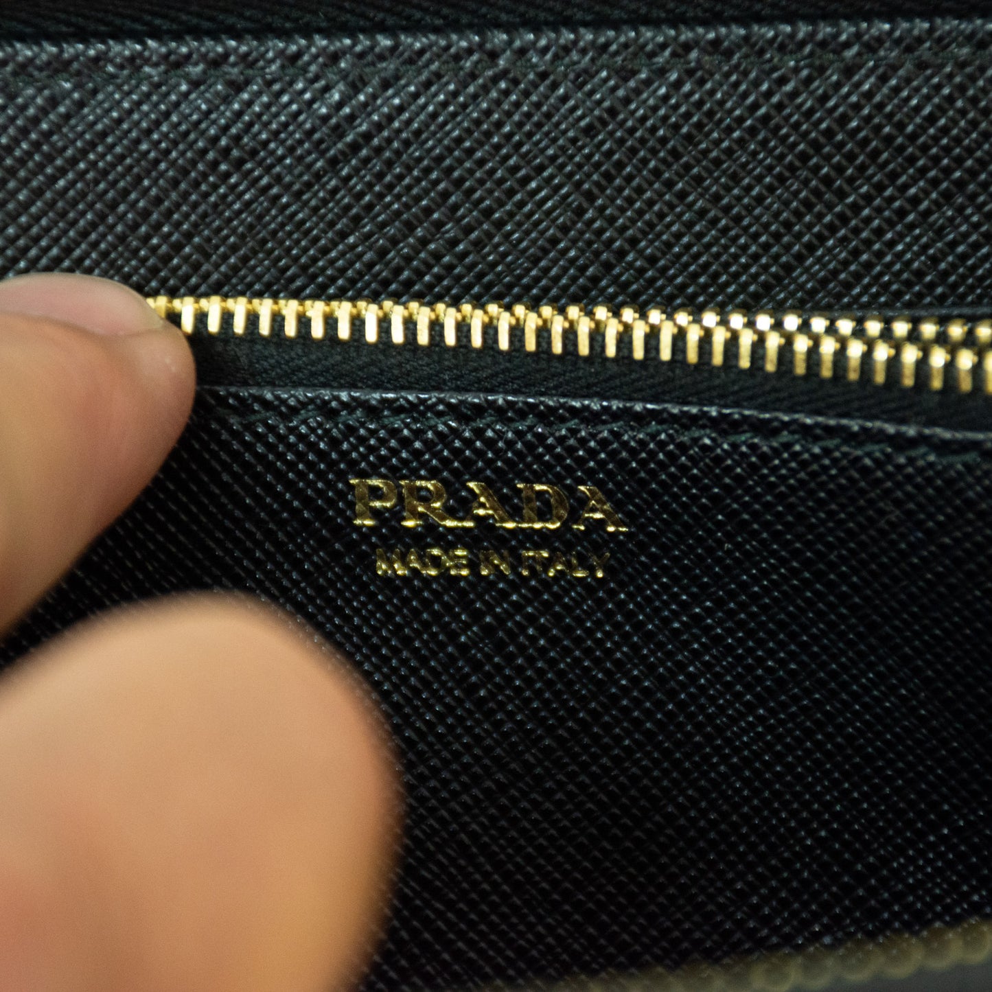 Prada Black Large Saffiano Zip Around Wallet