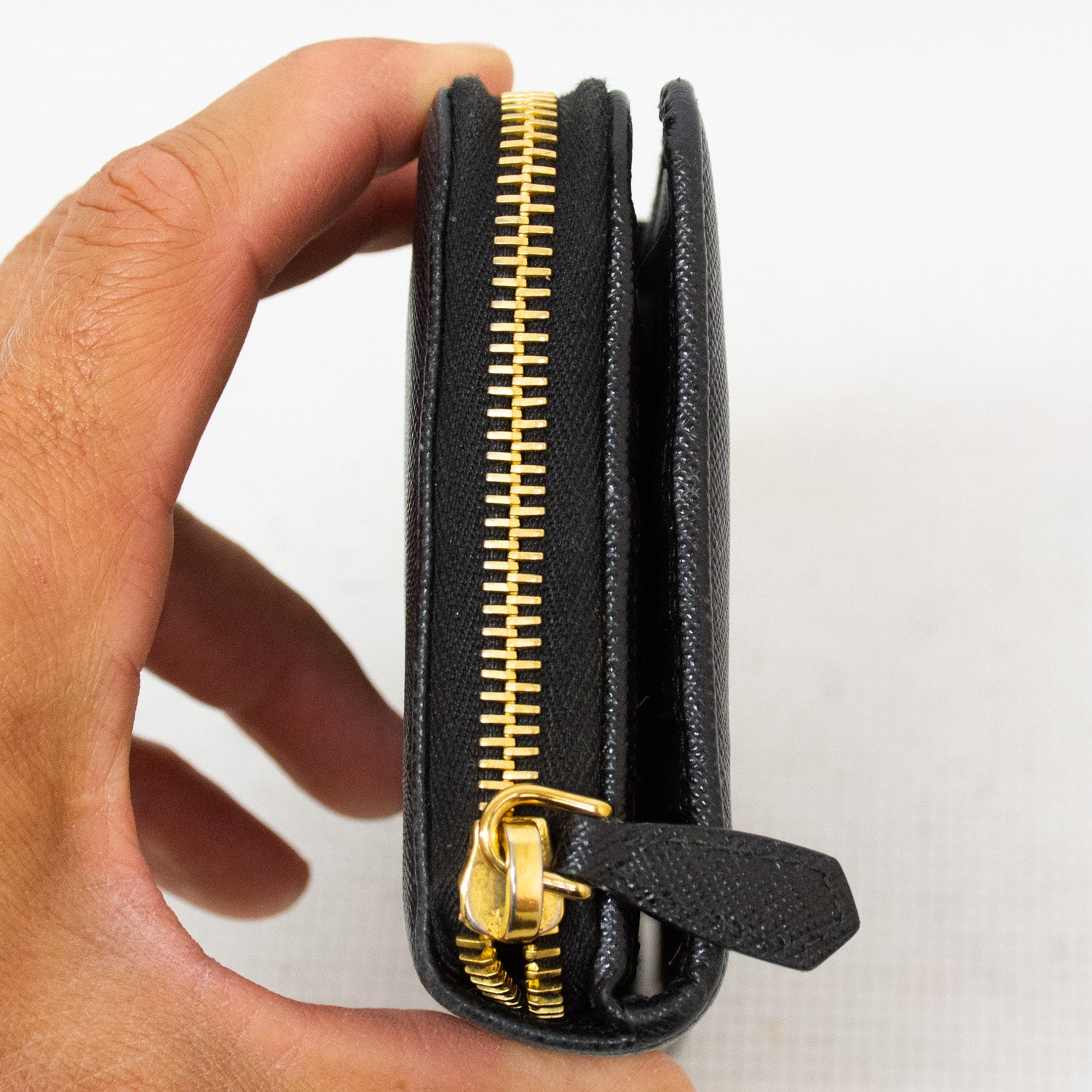 Prada Black Large Saffiano Zip Around Wallet