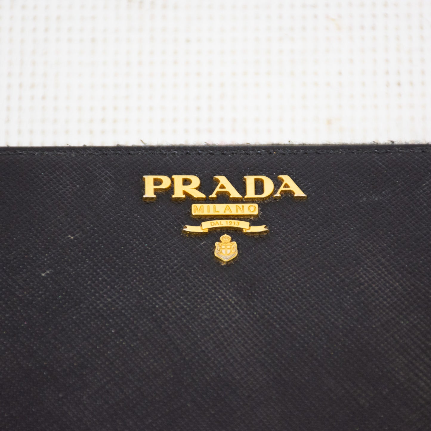 Prada Black Large Saffiano Zip Around Wallet