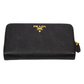 Prada Black Large Saffiano Zip Around Wallet