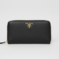 Prada Black Large Saffiano Zip Around Wallet