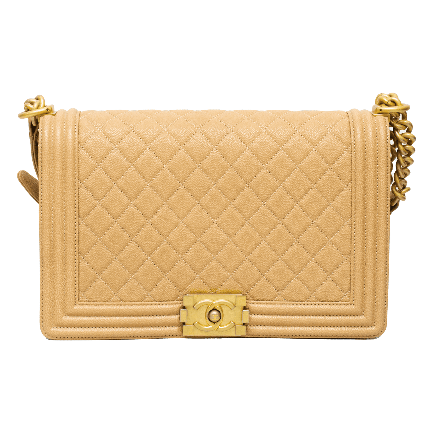 Chanel Boy Flap Quilted Caviar Beige Shoulder Bag - ipawnishop.com