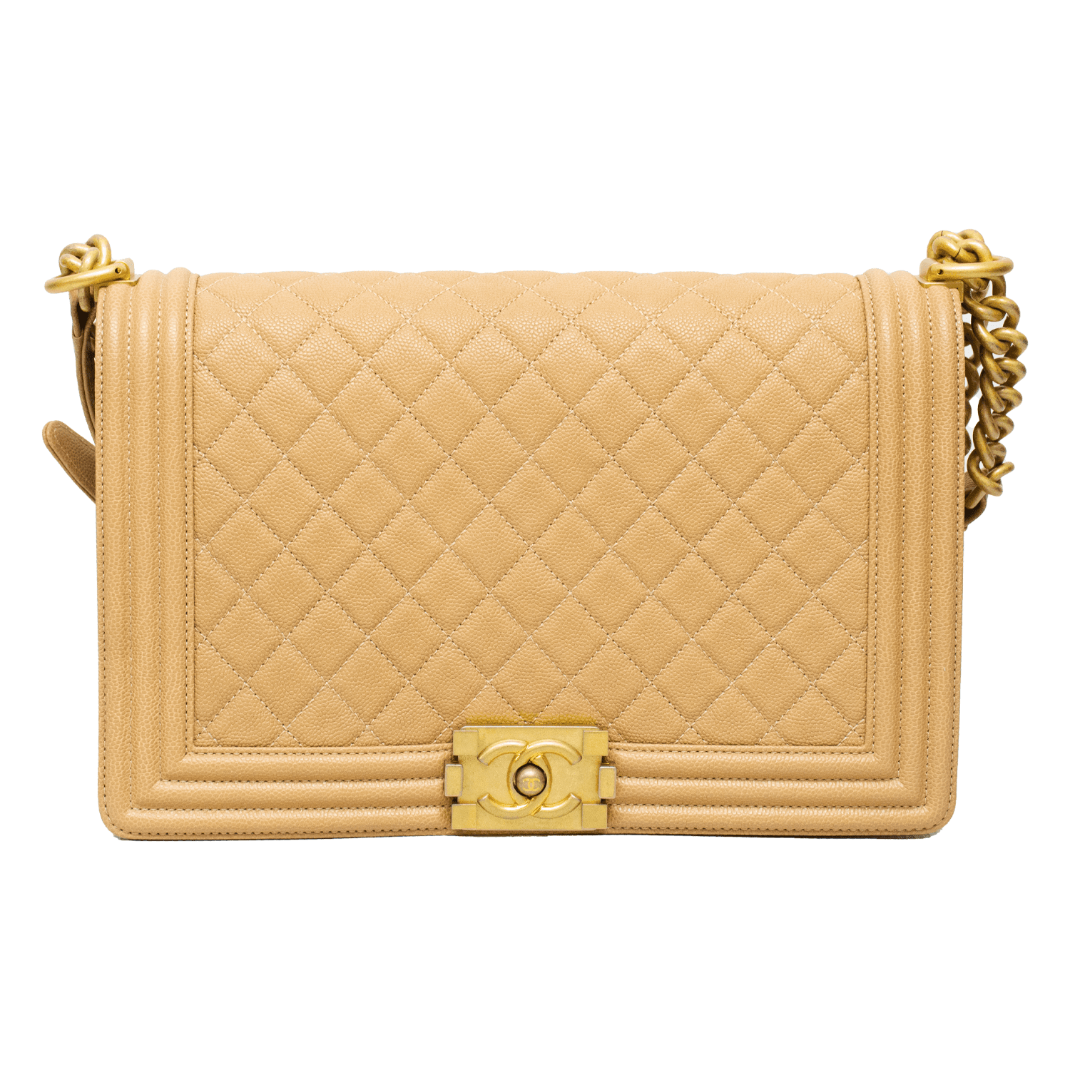 Chanel Boy Flap Acolchado Caviar Beige Bolso de hombro - ipawnishop.com