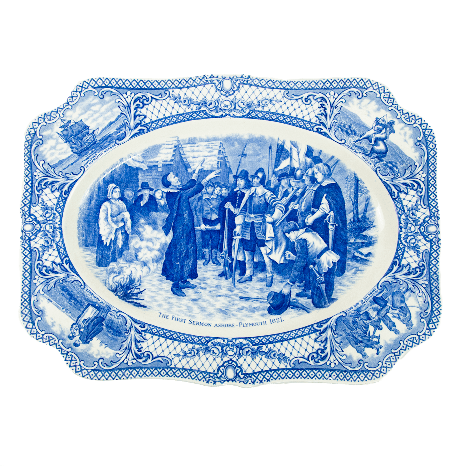 Crown Ducal Oval Serving Platter "colonial Times" 1st Seremon - Made in England - ipawnishop.com