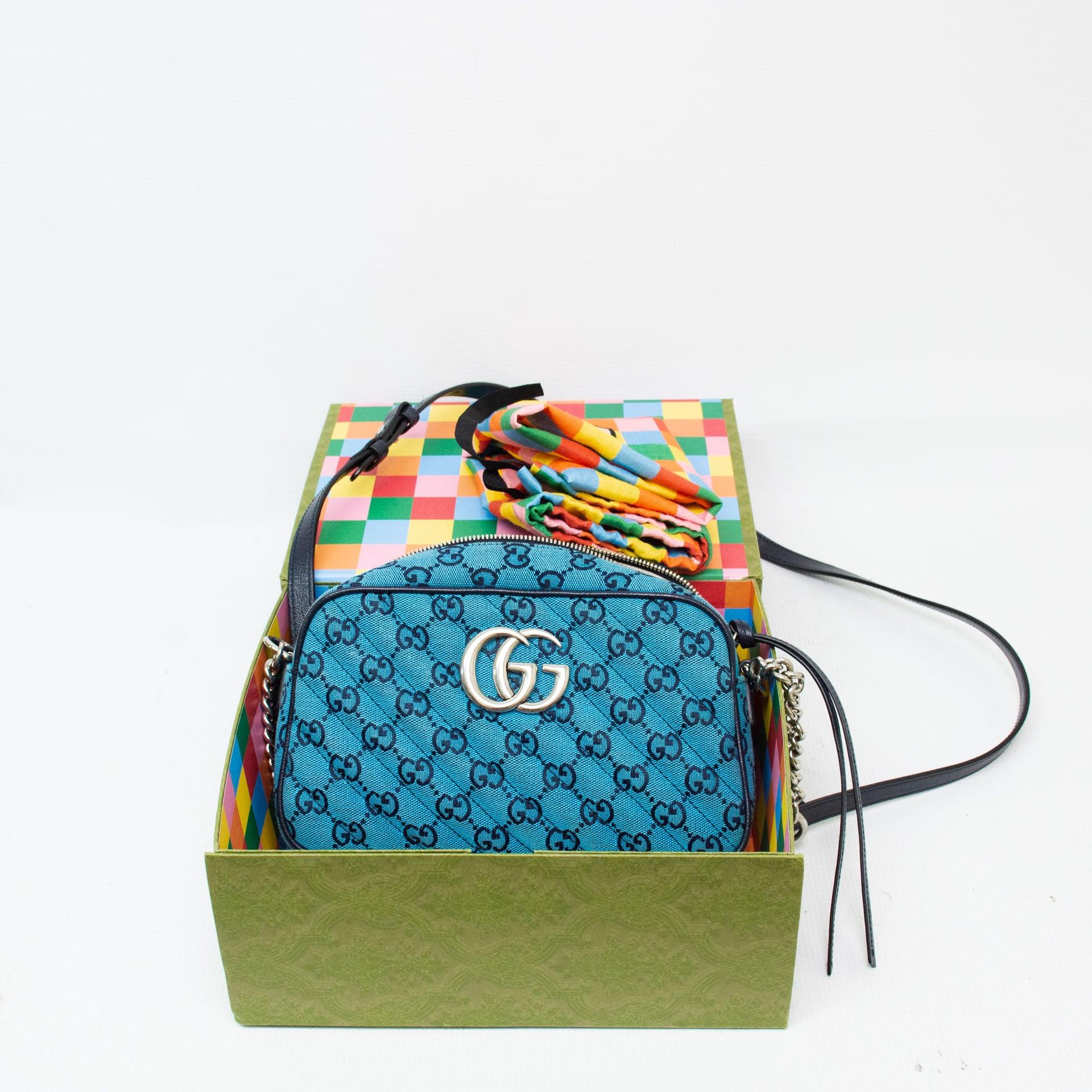 Gucci GG Marmont Shoulder Bag - Blue - 447632 - ipawnishop.com