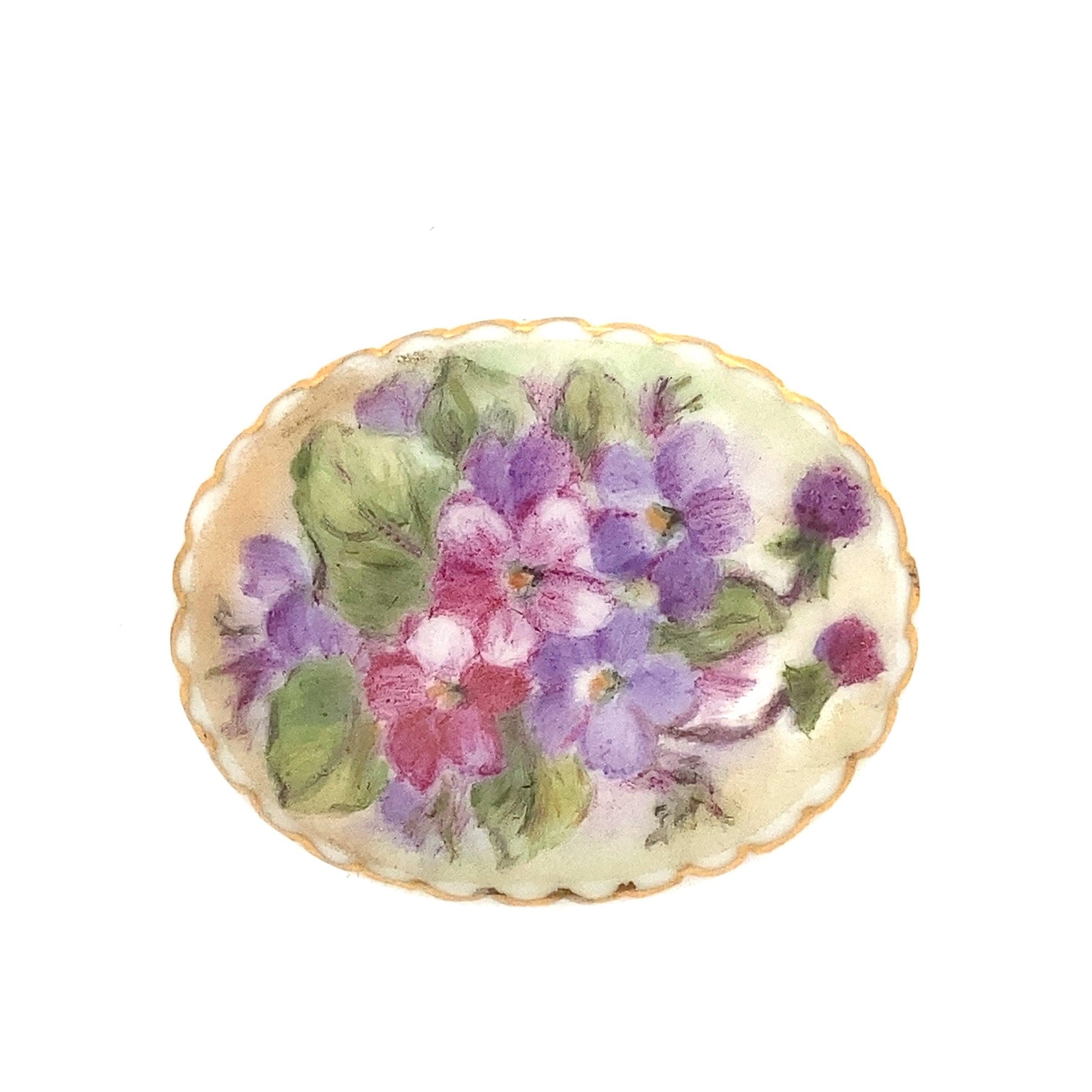 Lapland 2" Oval Hand-Painted Porcelain Broach Piece - ipawnishop.com