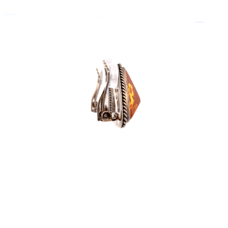 Lori Bonn Sterling Silver Modernist Cognac Baltic Amber Triangle Post Earrings - ipawnishop.com