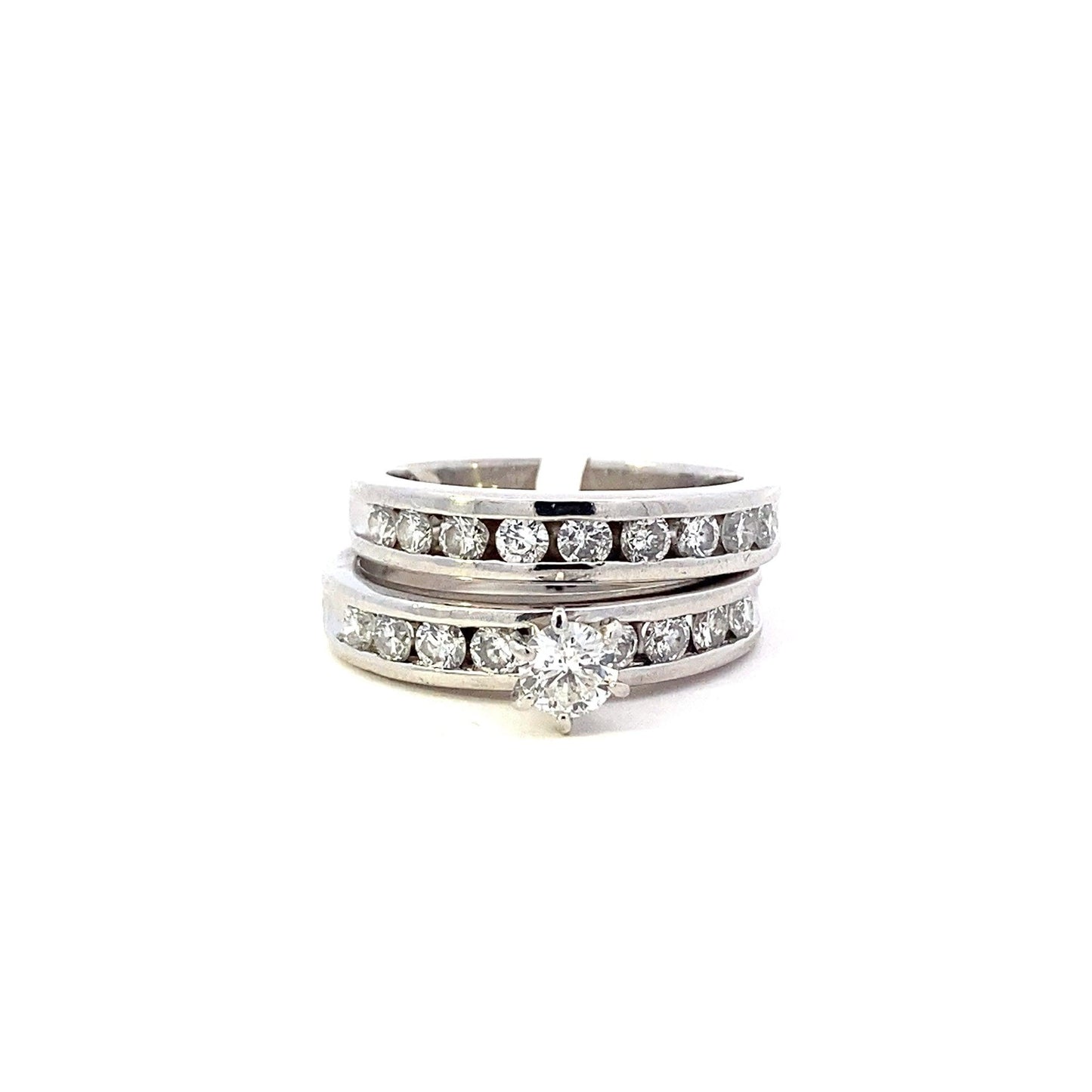 Platinum Diamond Engagement & Wedding Ring Set - 1.36ct - ipawnishop.com