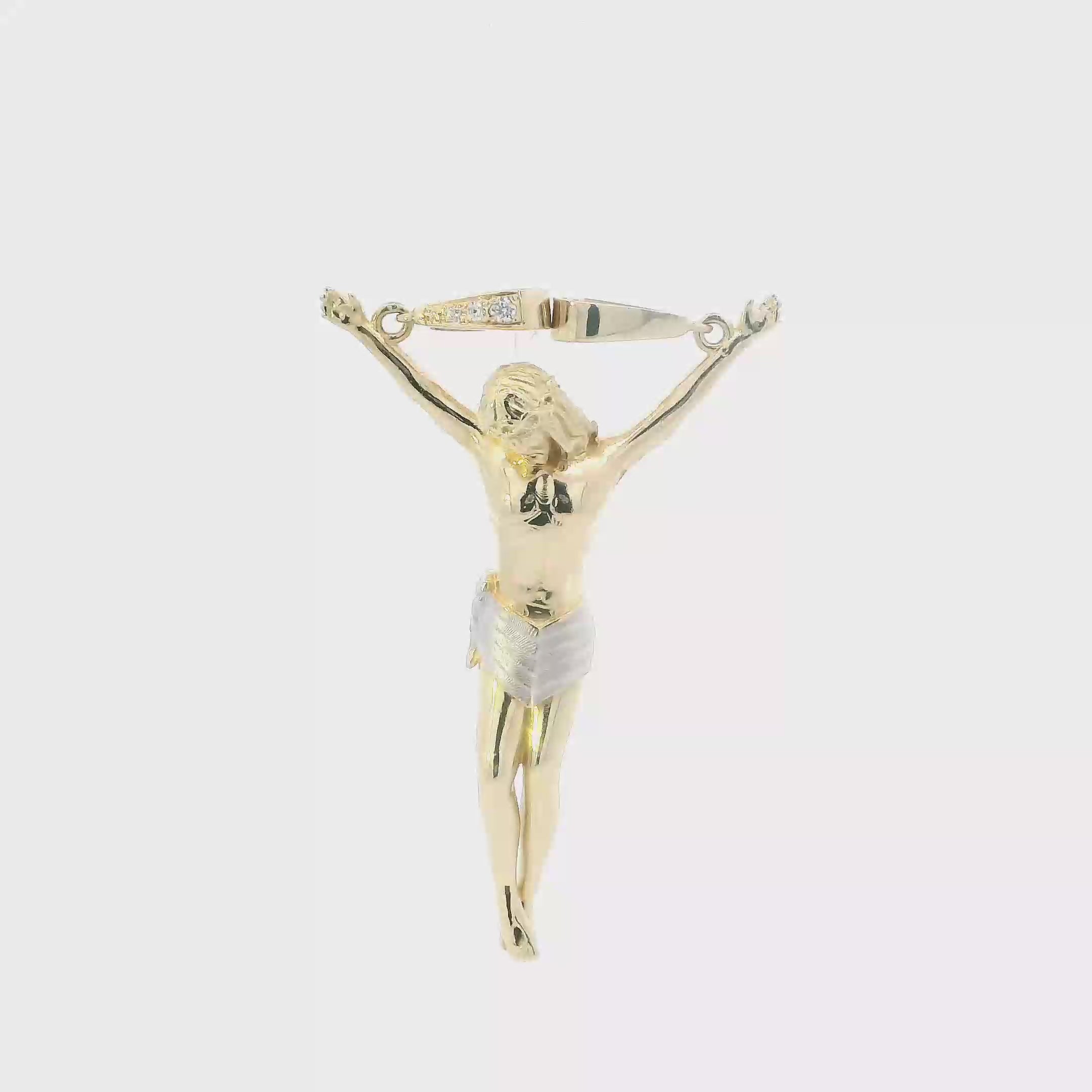 14K Yellow & White Gold Jesus Pendant
