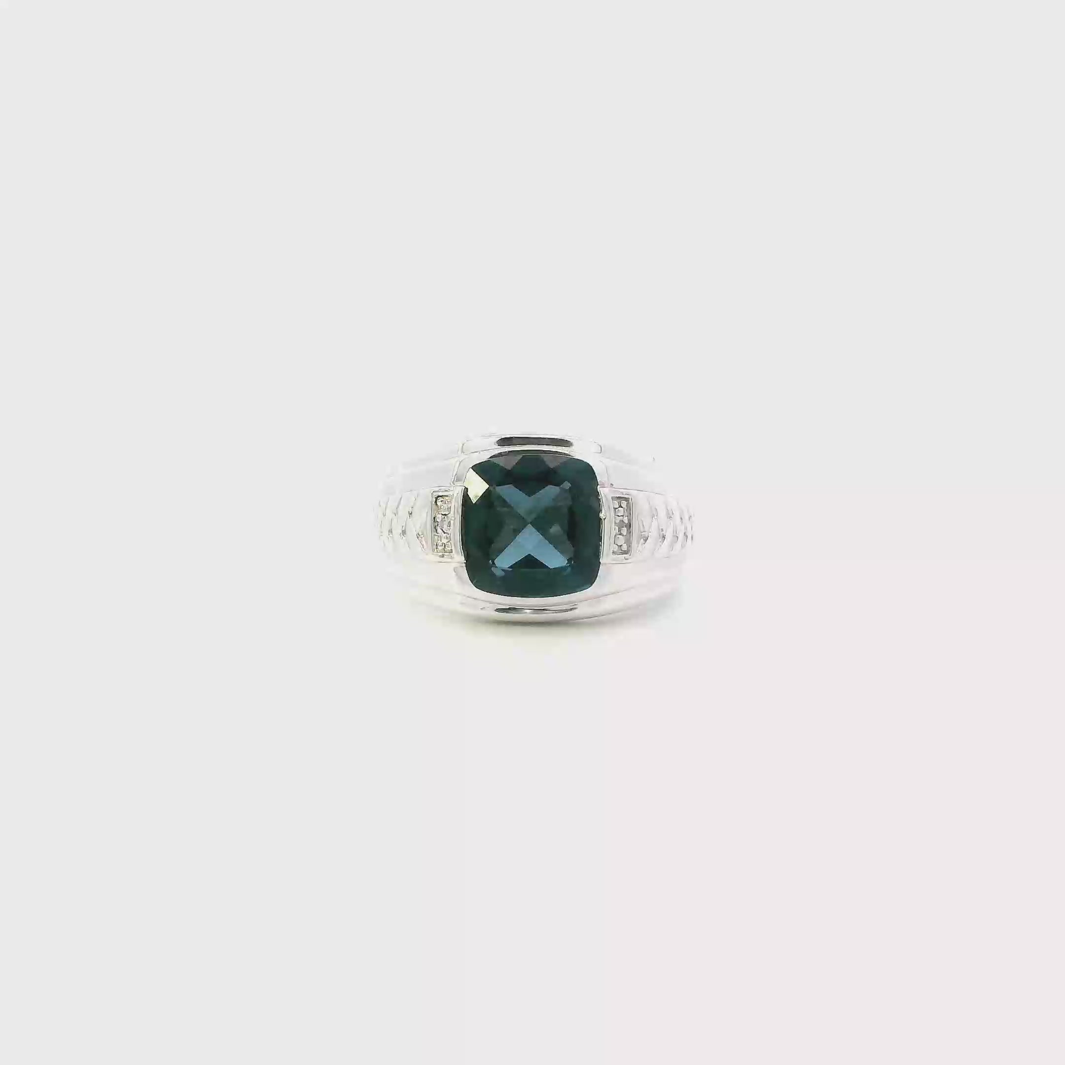 Sterling Silver Blue Topaz Mens Ring