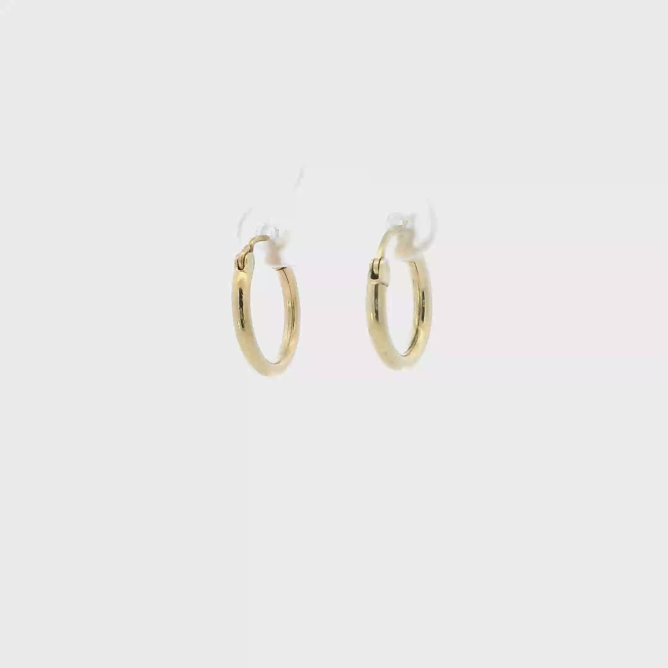 14K Yellow Gold Tube Hoop Earrings