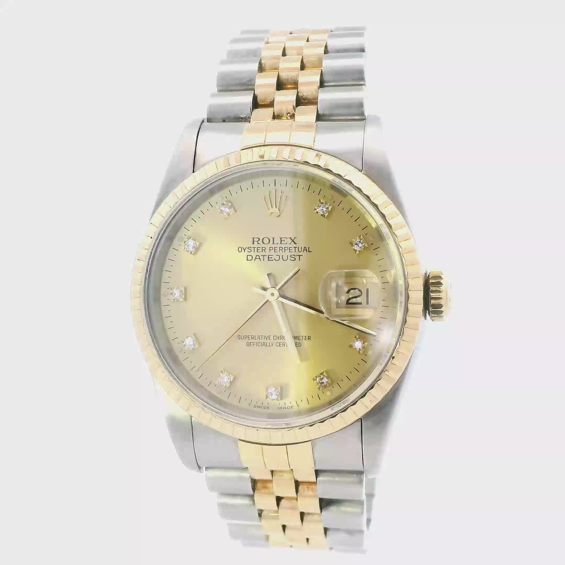 Rolex Oyster Perpetual Datejust Two Tone 1990's Mens Wristwatch