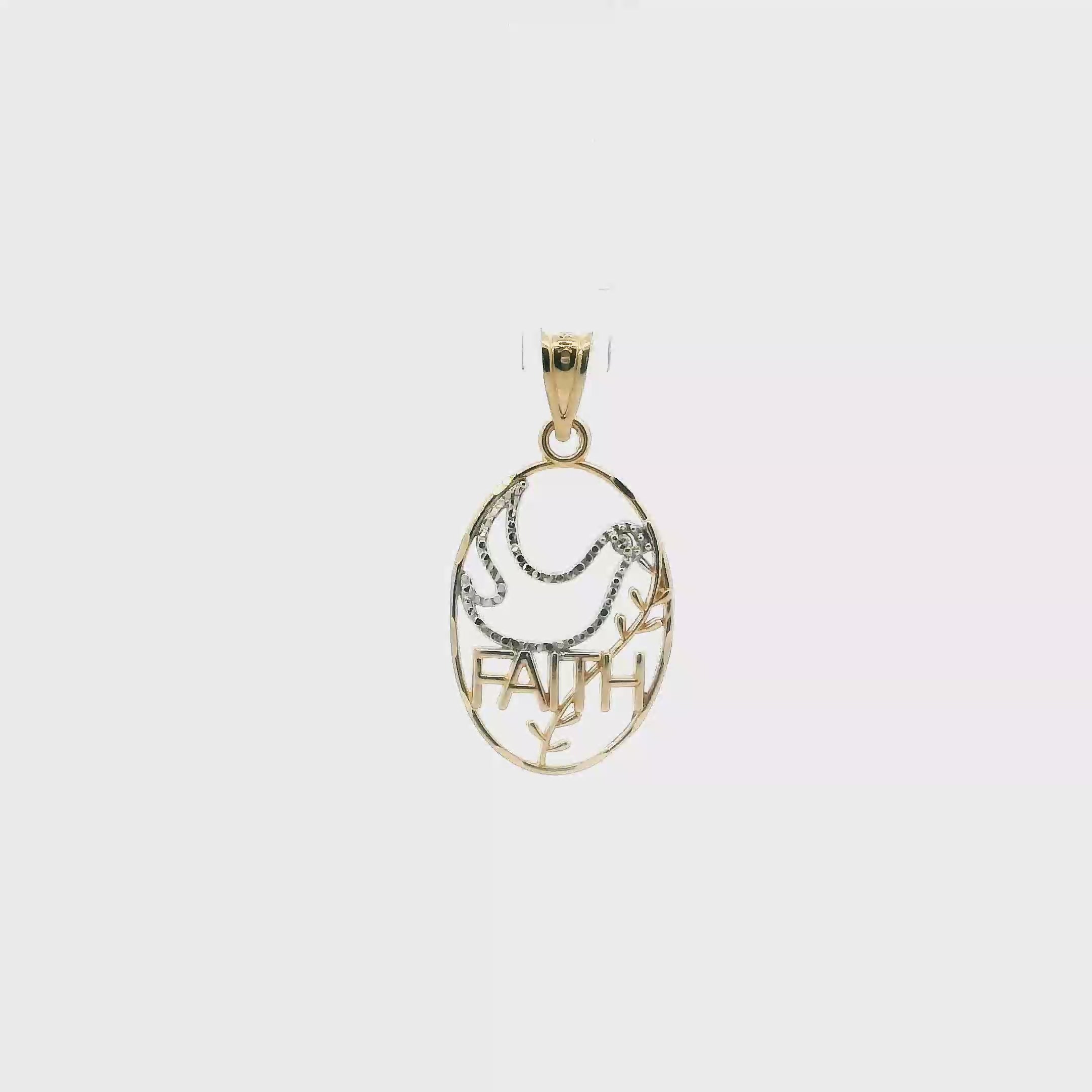 14K Yellow & White Gold Oval Dove & 