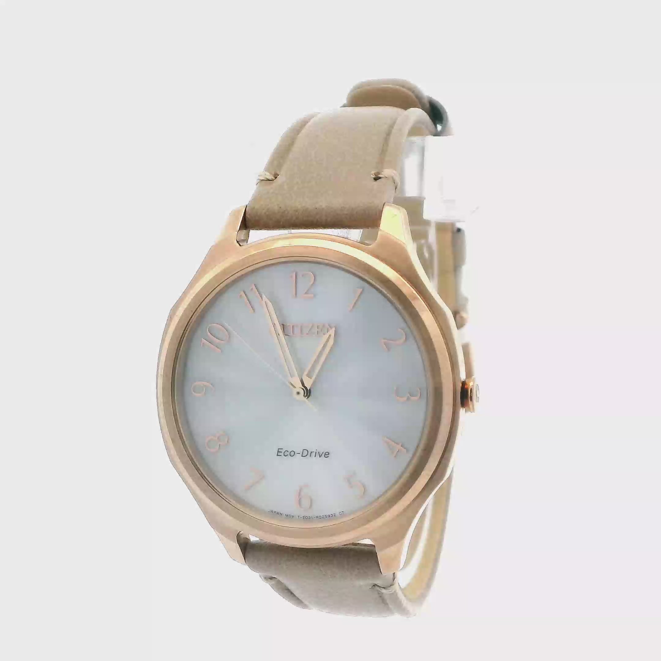 Citizen Eco-Drive Silver Dial Beige Leather Band Women's Watch