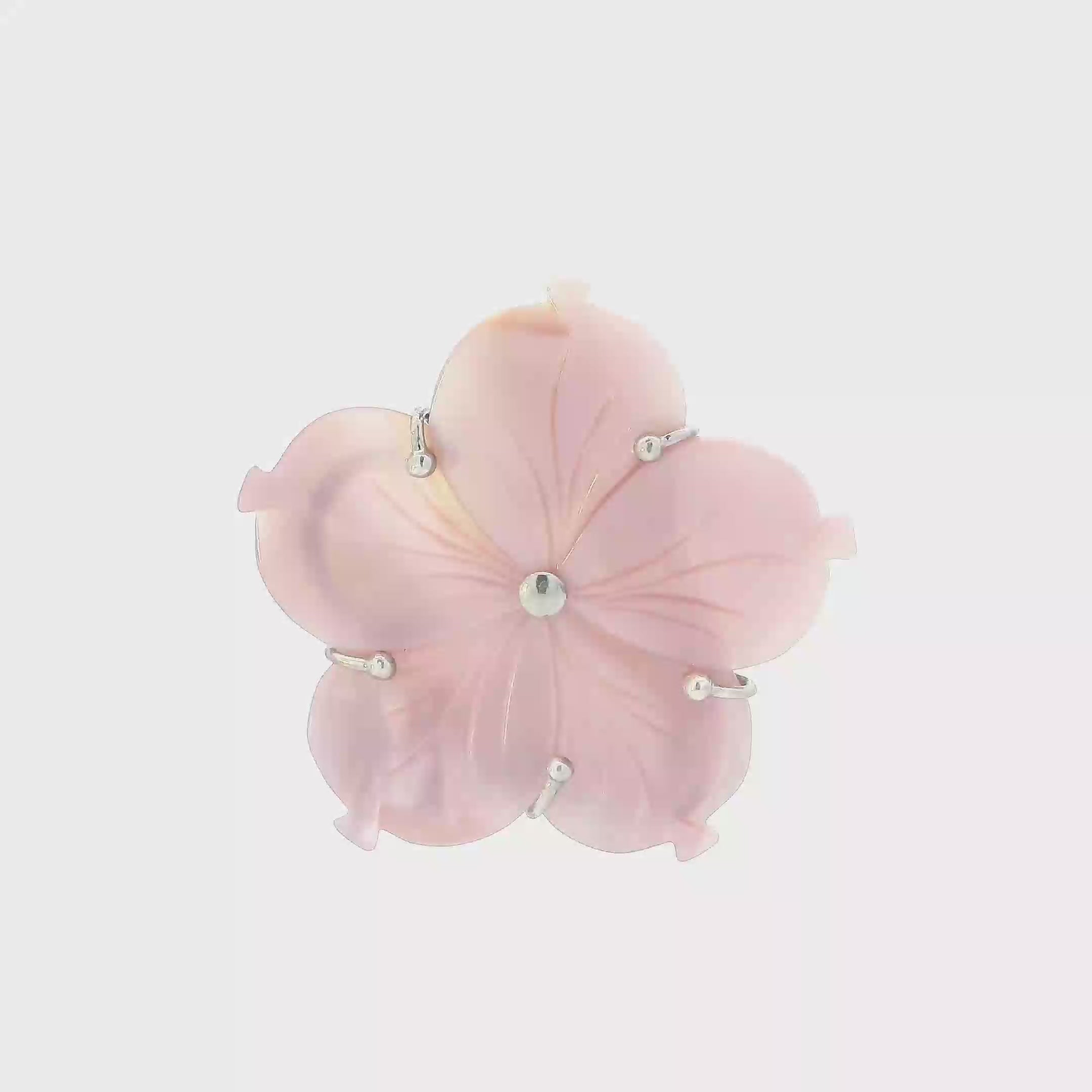 Sterling Silver Mop Pink Flower Pendant