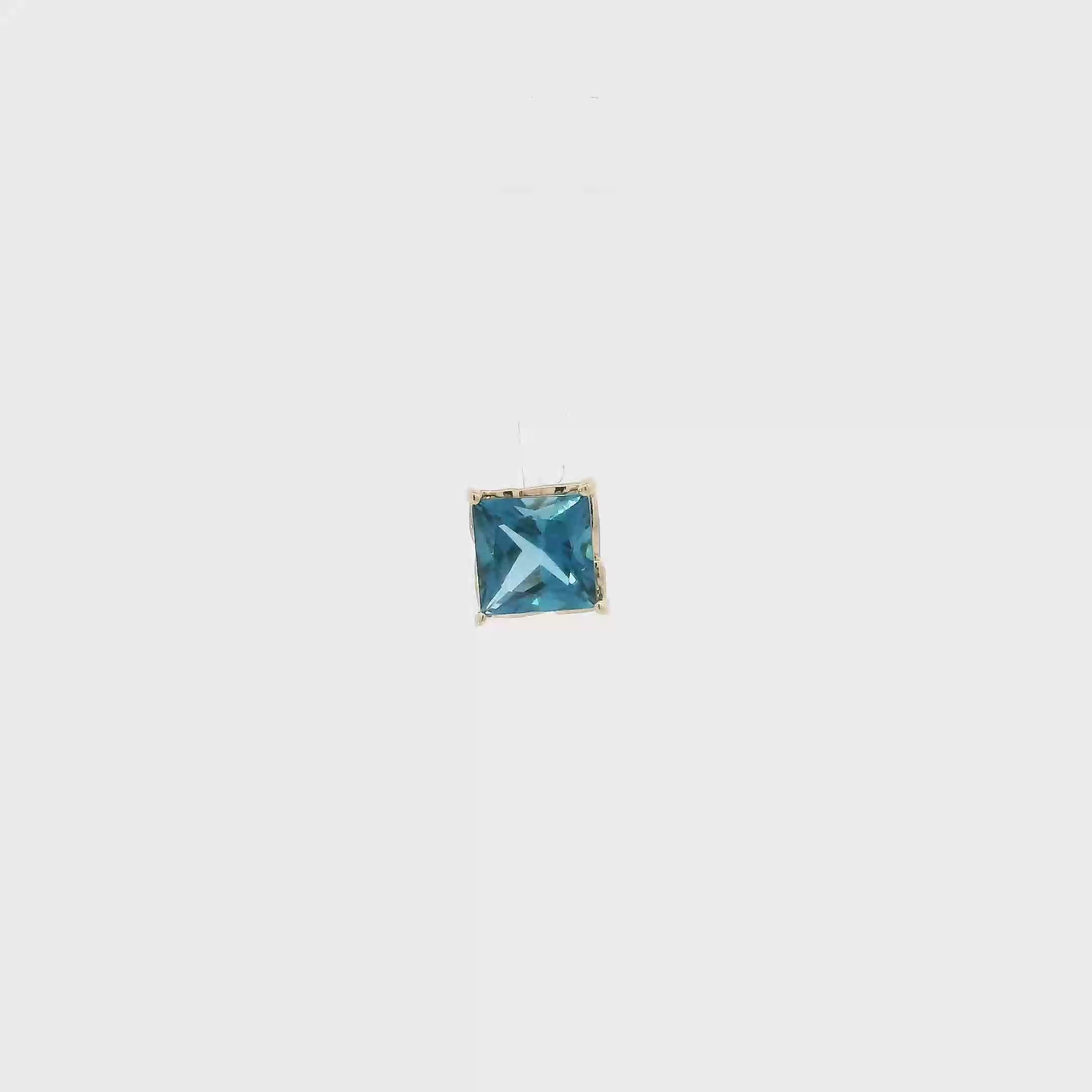 14K Yellow Gold Blue Topaz Pendant