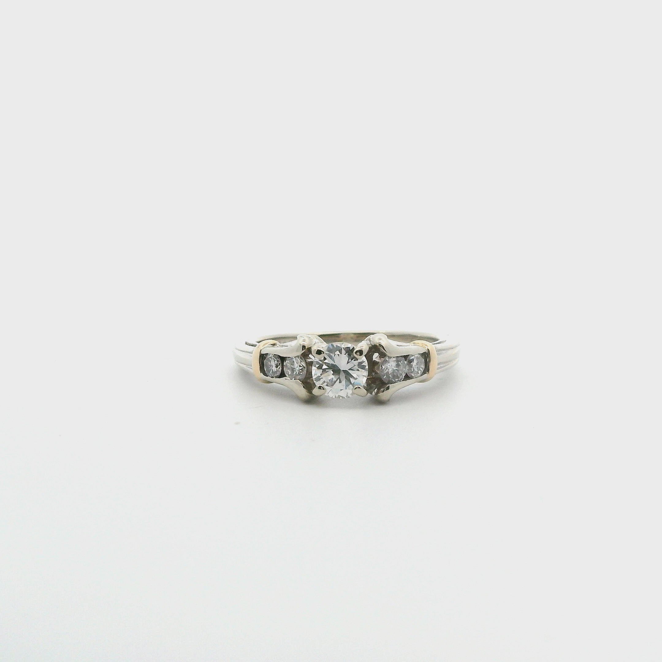 14K White & Yellow Gold Women's Diamond Ring - 0.59ct