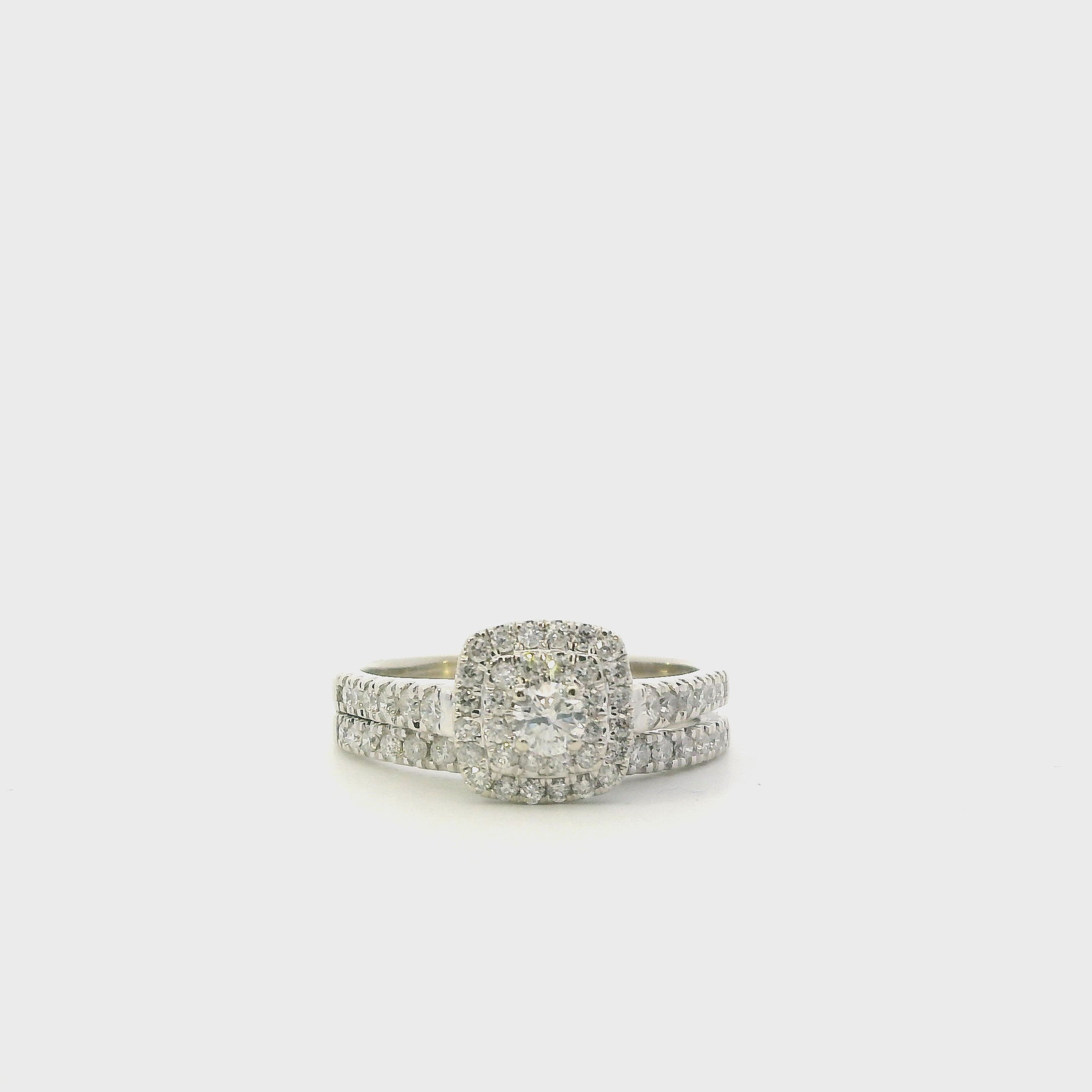 10K White Gold Diamond Womens Engagement & Wedding Ring Set -0.77ct