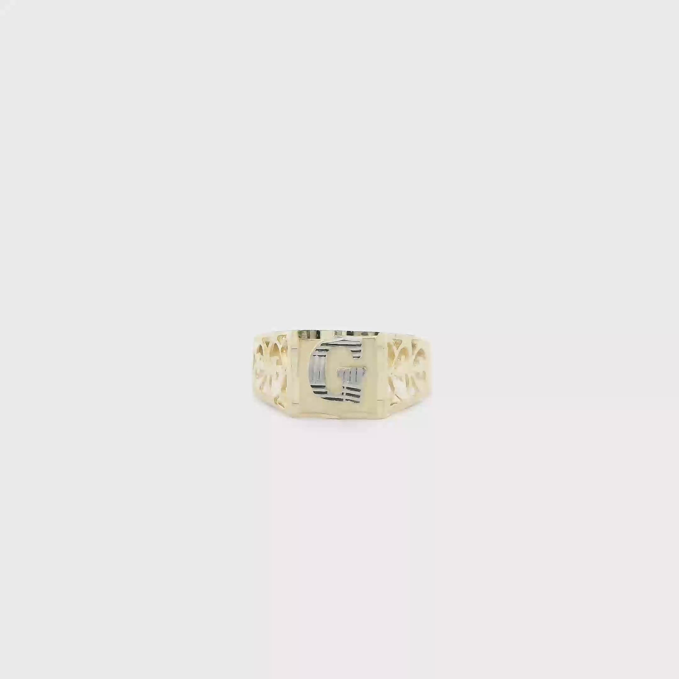 14K Yellow Gold Diamond Cut Letter 