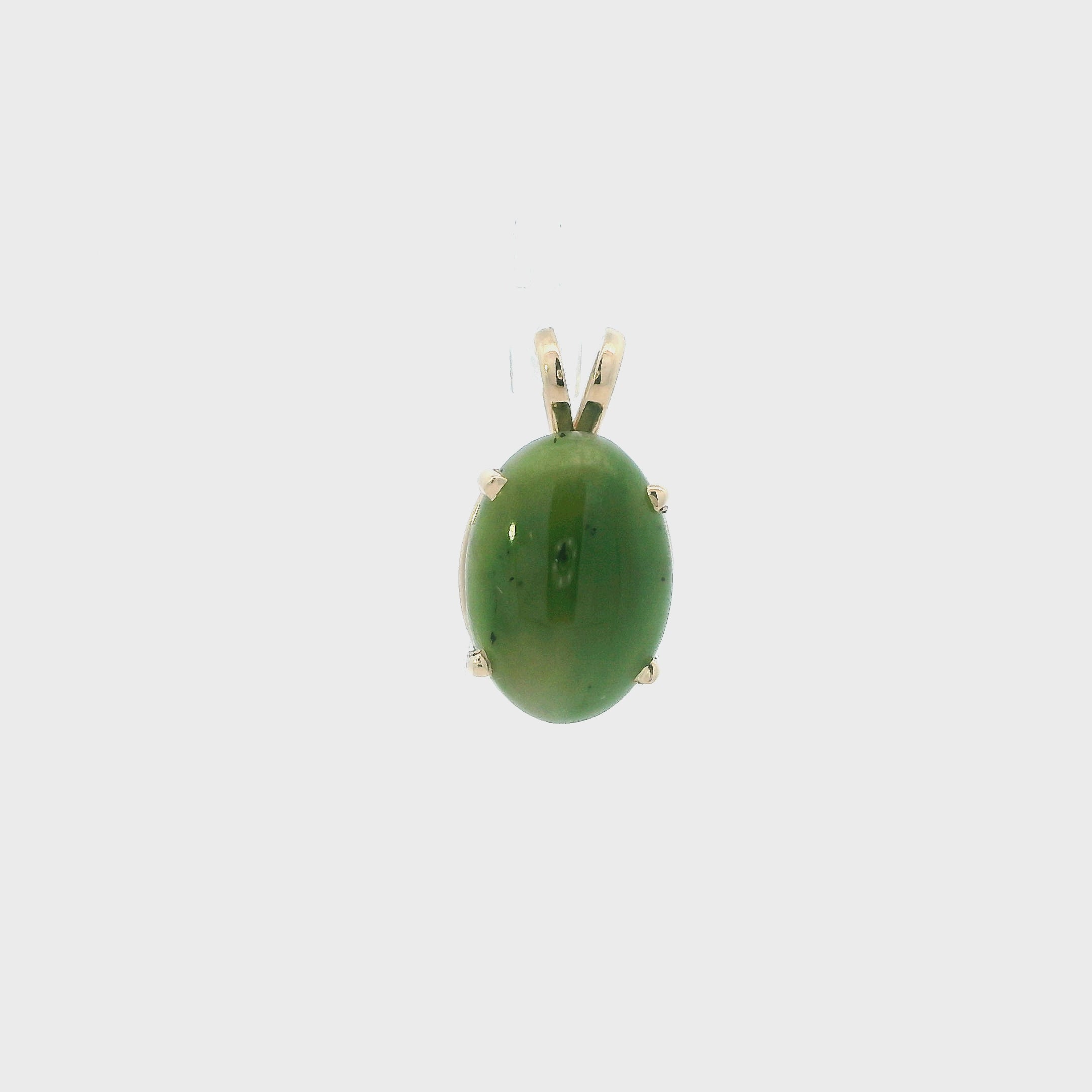14K Yellow Gold Green Oval Jade Pendant