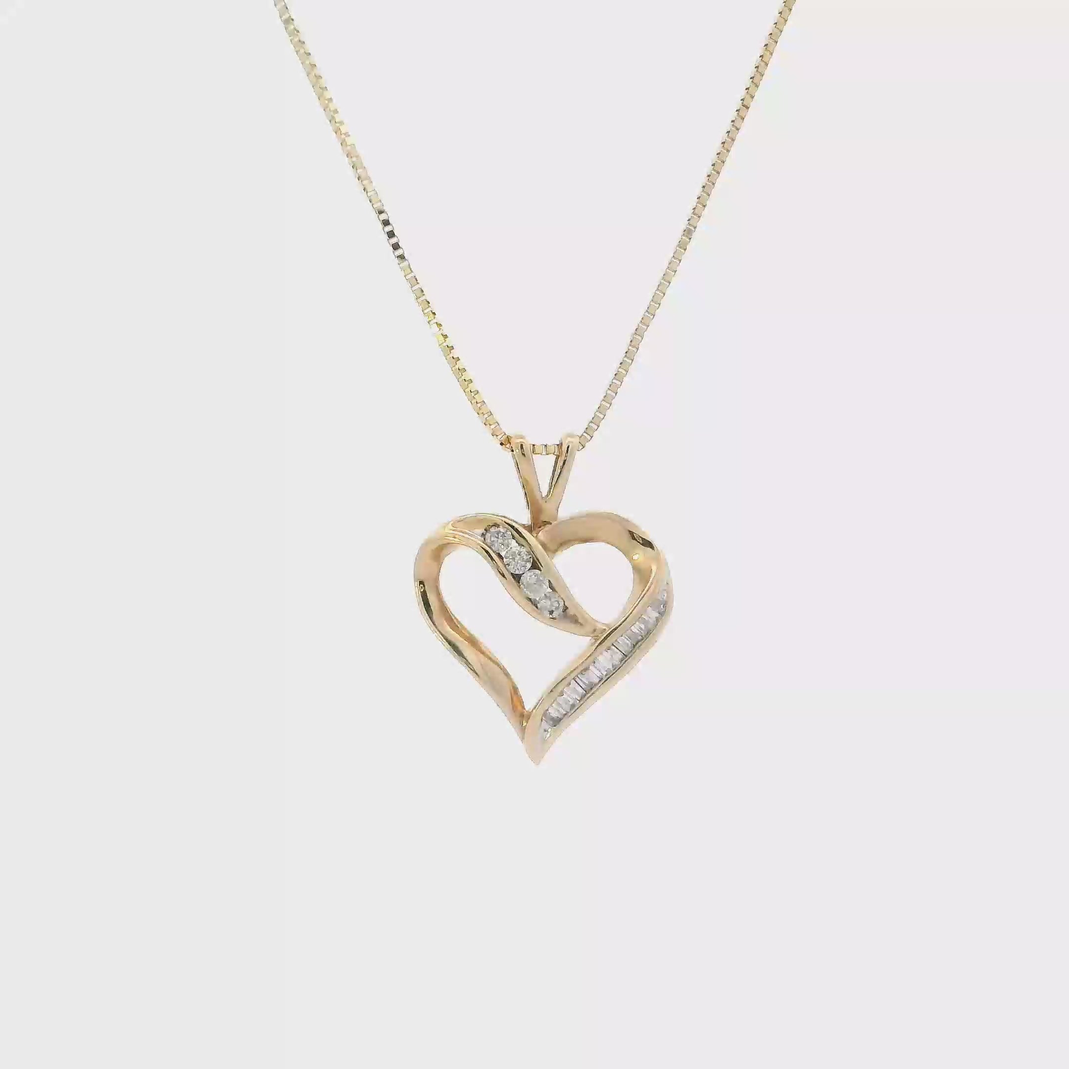14K Yellow Gold Diamond Heart Pendant & 18