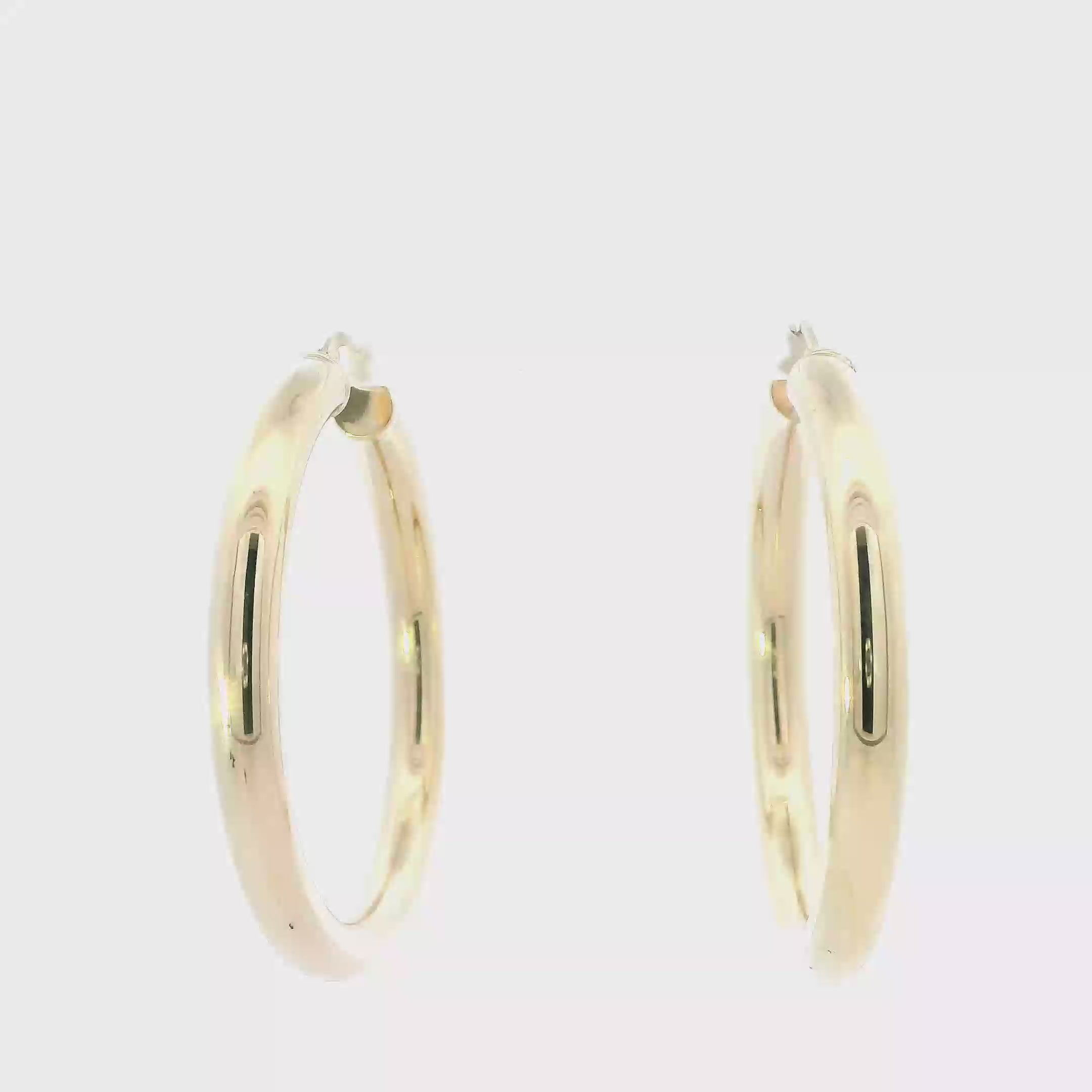 10K Yellow Gold Tube Hoop Earrings